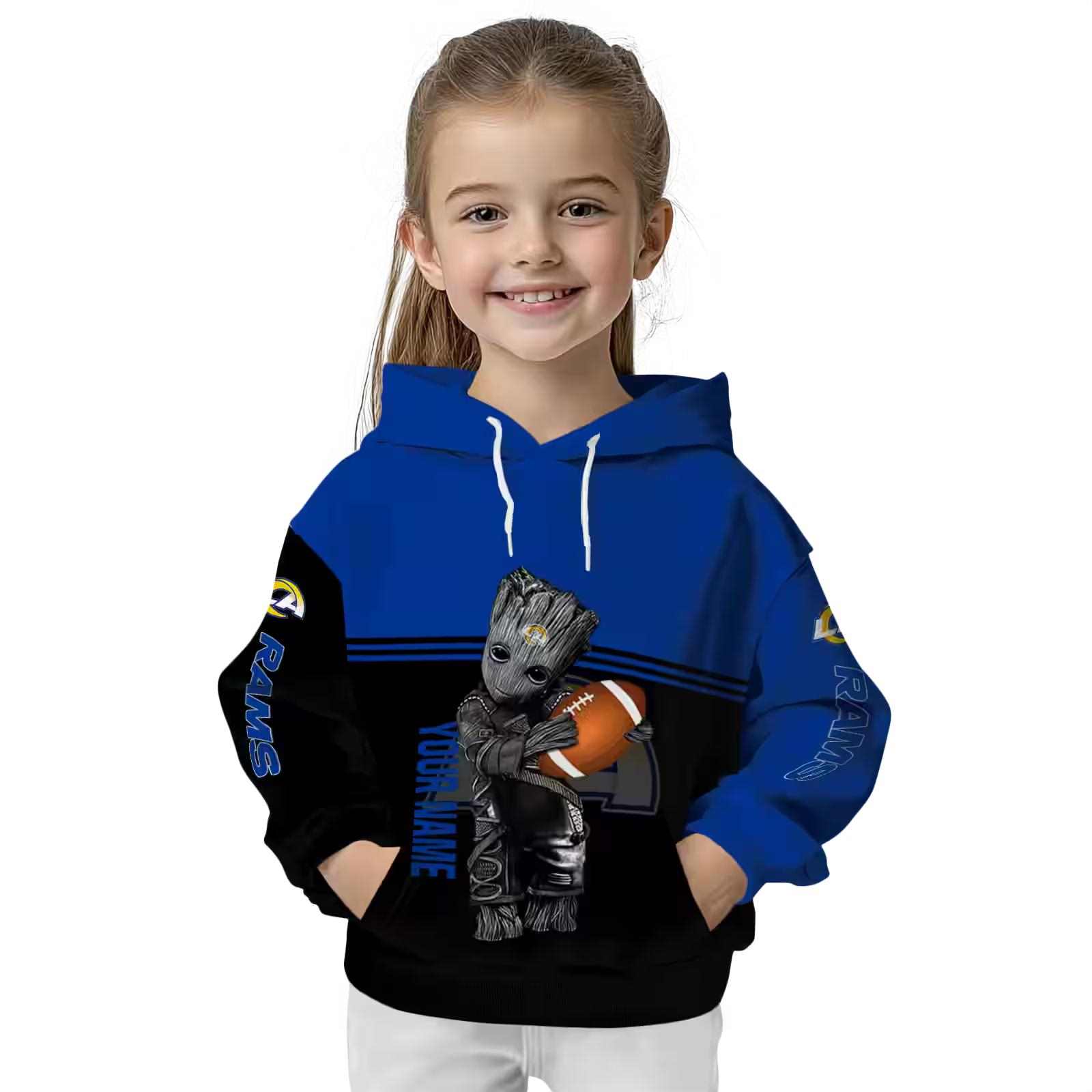 custom los angeles rams baby groot blue black hoodie top rated