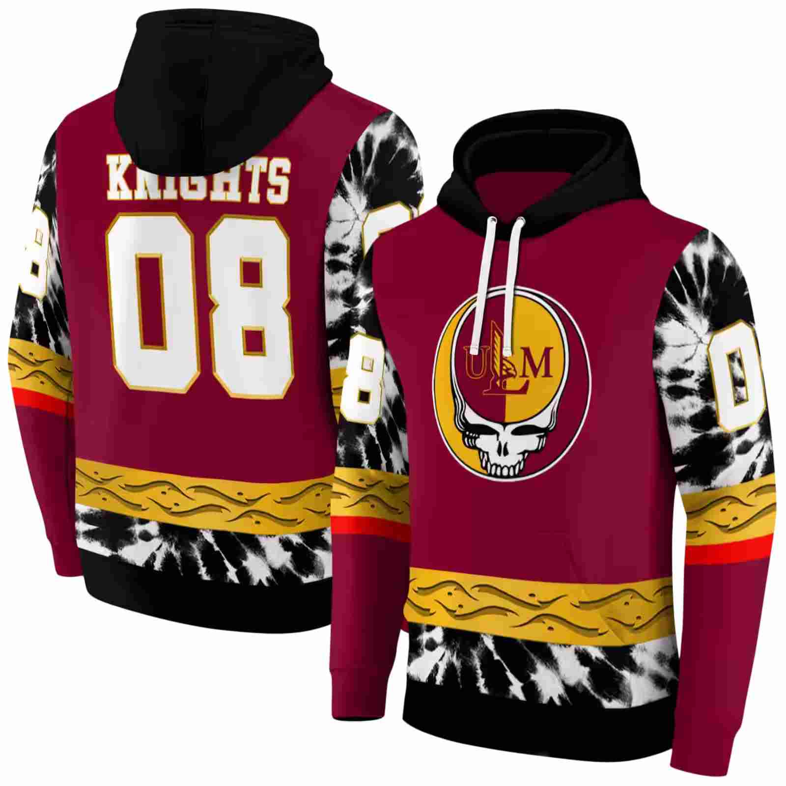 custom louisiana monroe warhawks grateful vibes red hoodie fashion forward