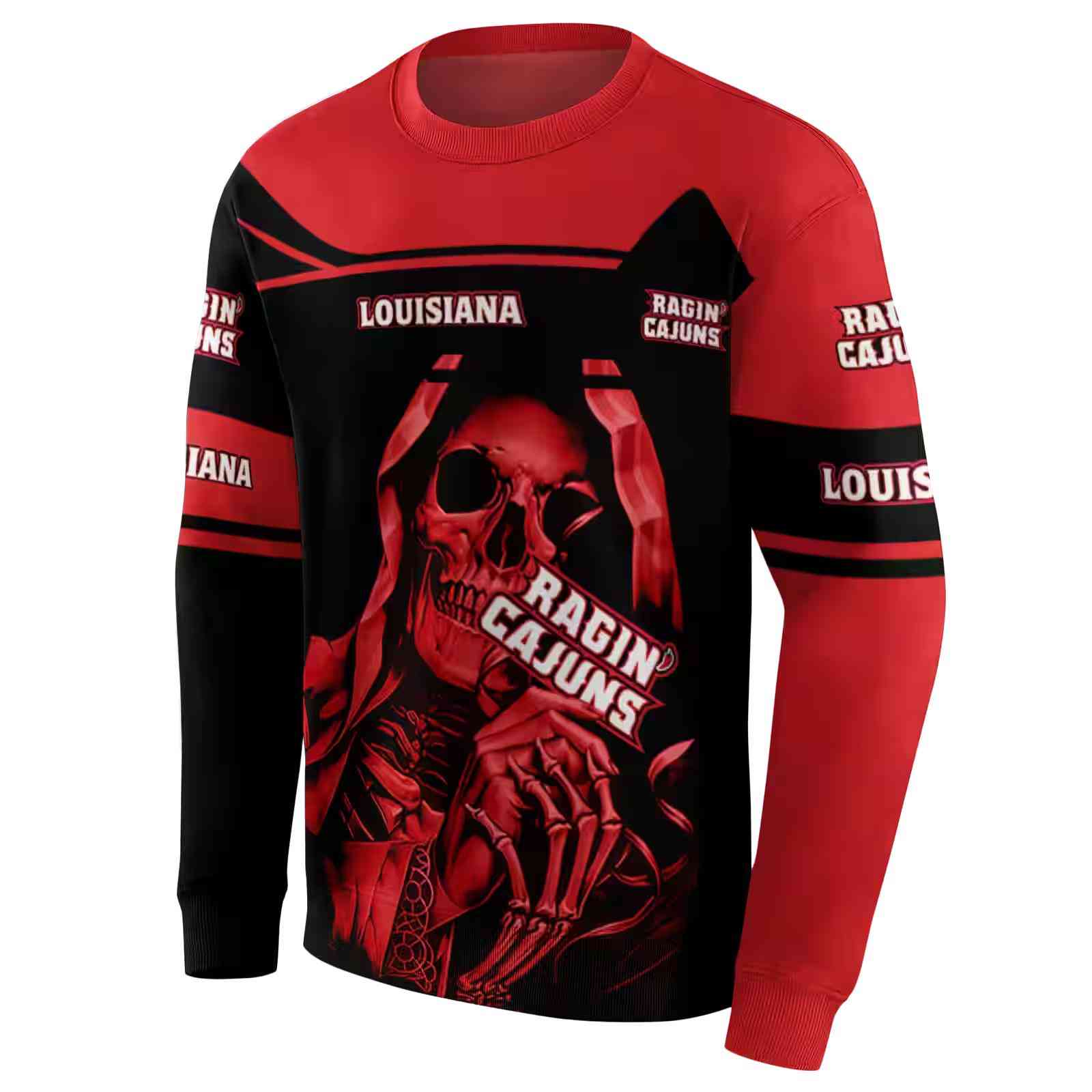 custom louisiana ragin cajuns grim reaper red black hoodie new arrival