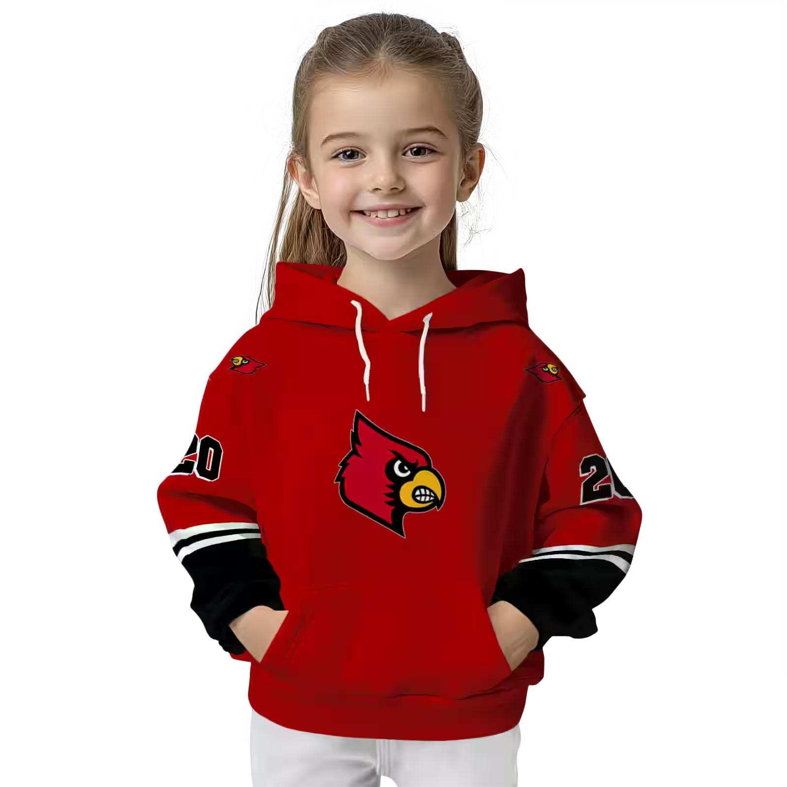 custom louisville cardinals striped sleeves red hoodie top rated