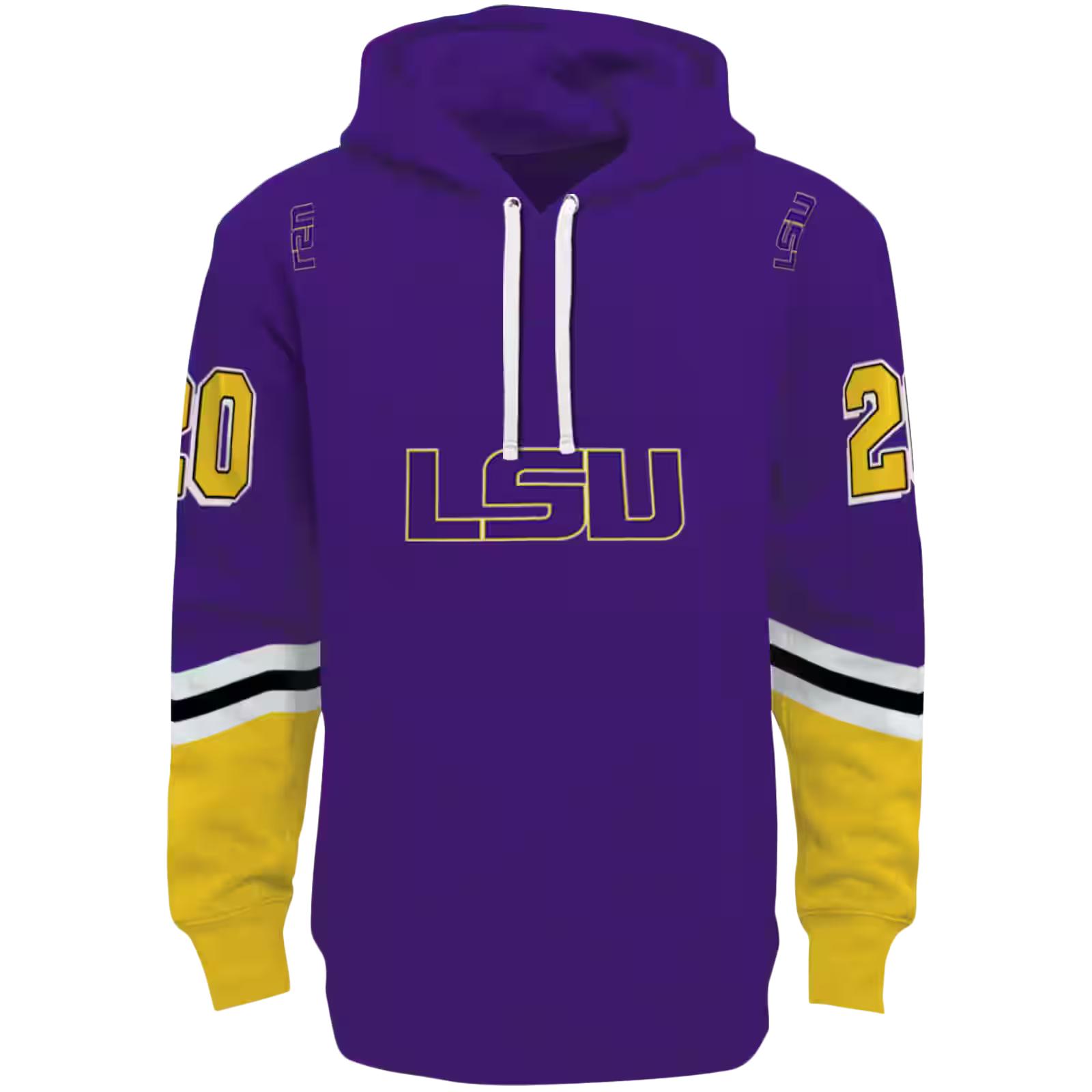 Custom LSU Tigers Striped Sleeves Purple Hoodie