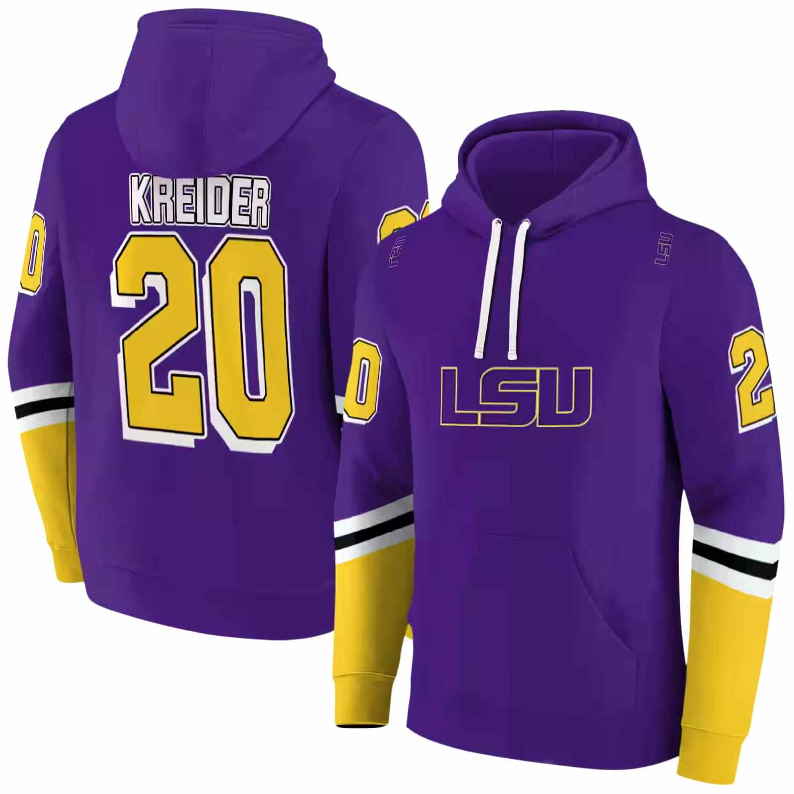 custom lsu tigers striped sleeves purple hoodie fashion forward