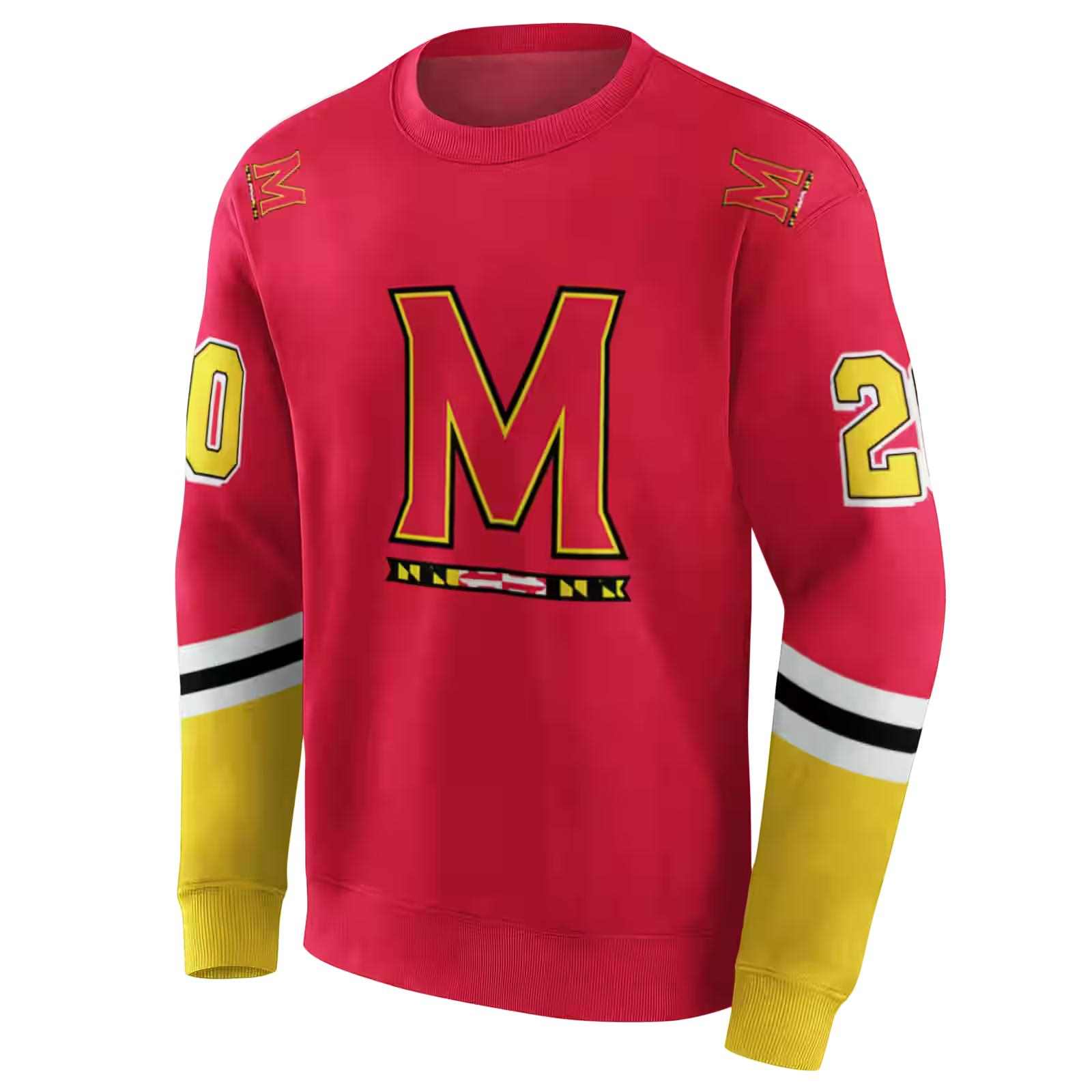 custom maryland terrapins striped sleeves red hoodie new arrival