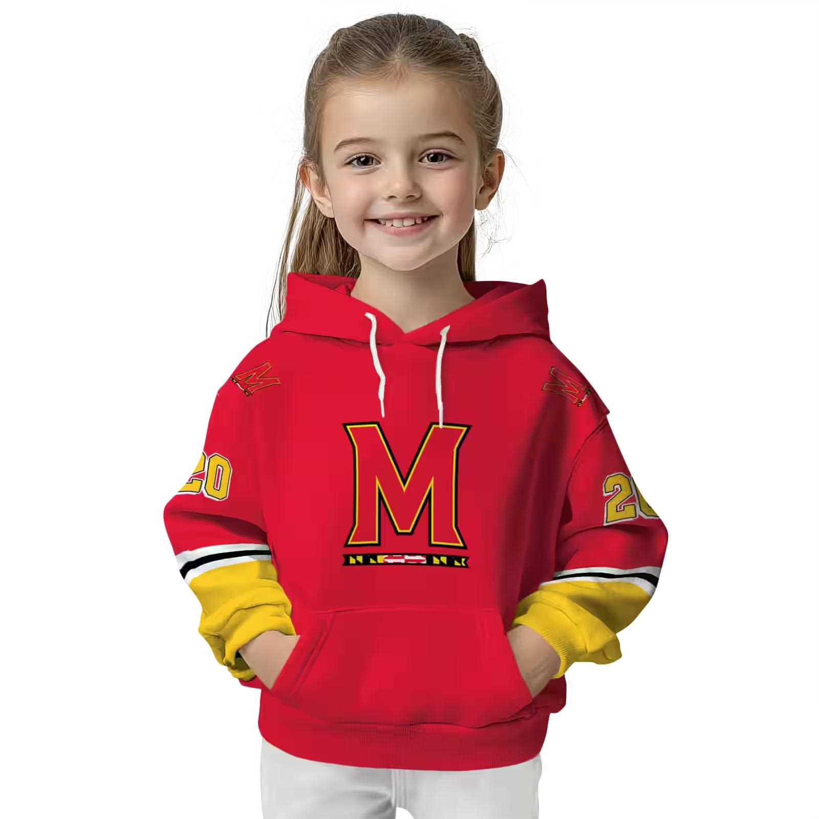 custom maryland terrapins striped sleeves red hoodie top rated