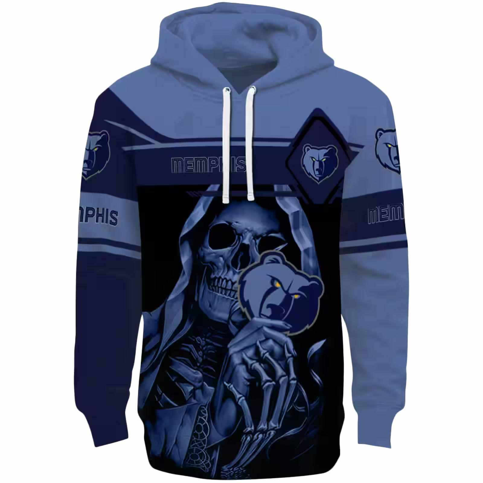 Custom Memphis Grizzlies Grim Reaper Blue Black Hoodie