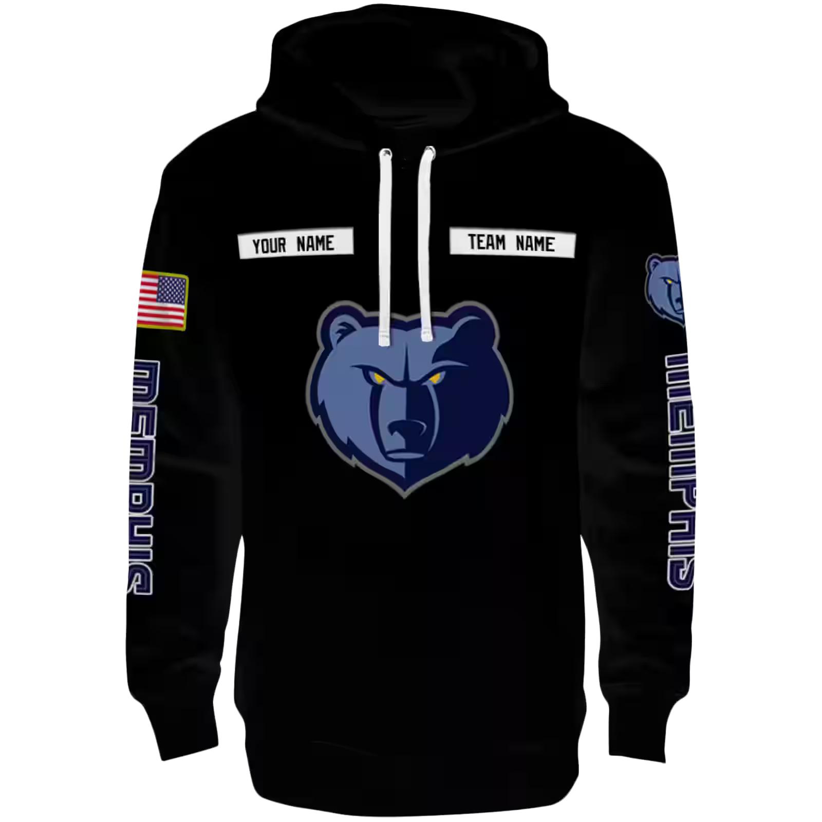 Custom Memphis Grizzlies Punisher Skull Black Hoodie