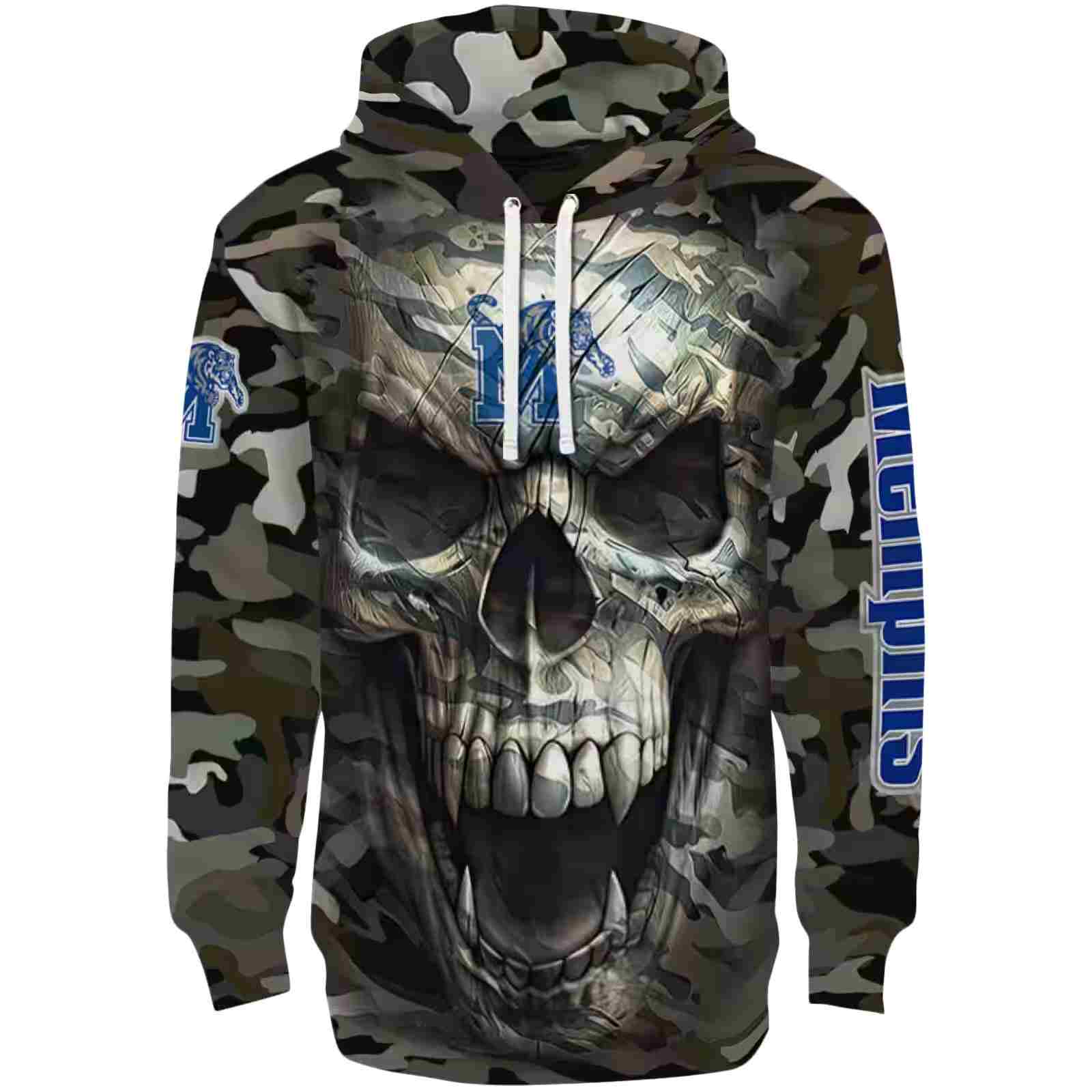 Custom Memphis Tigers Camo Skull Hoodie