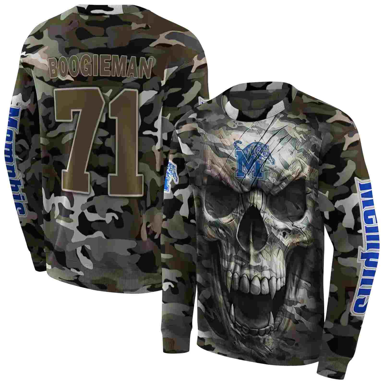 custom memphis tigers camo skull hoodie premium grade