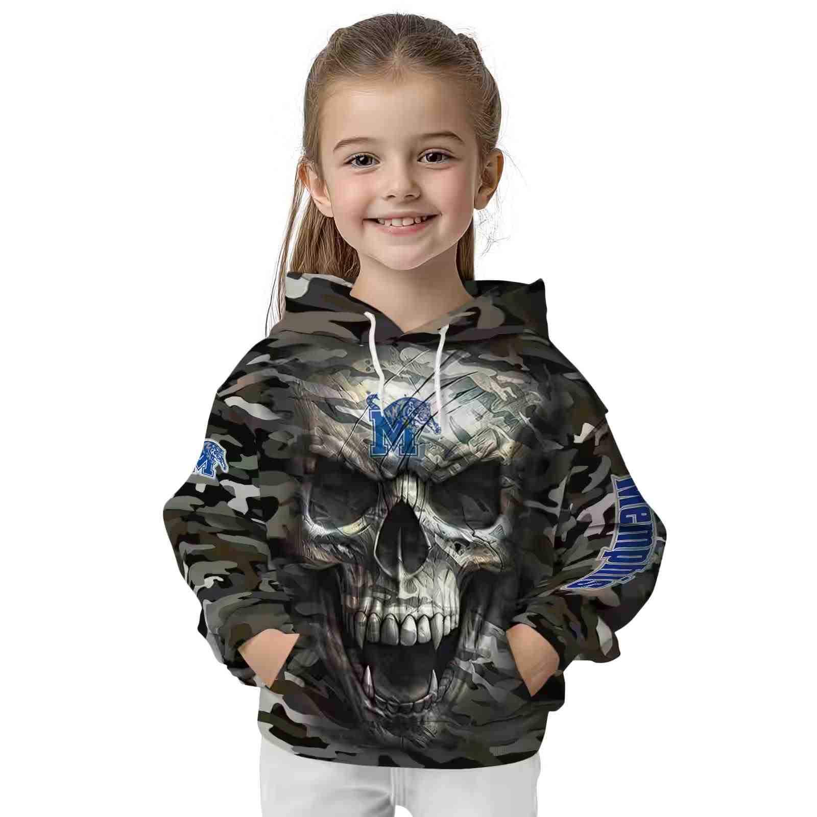 custom memphis tigers camo skull hoodie top rated