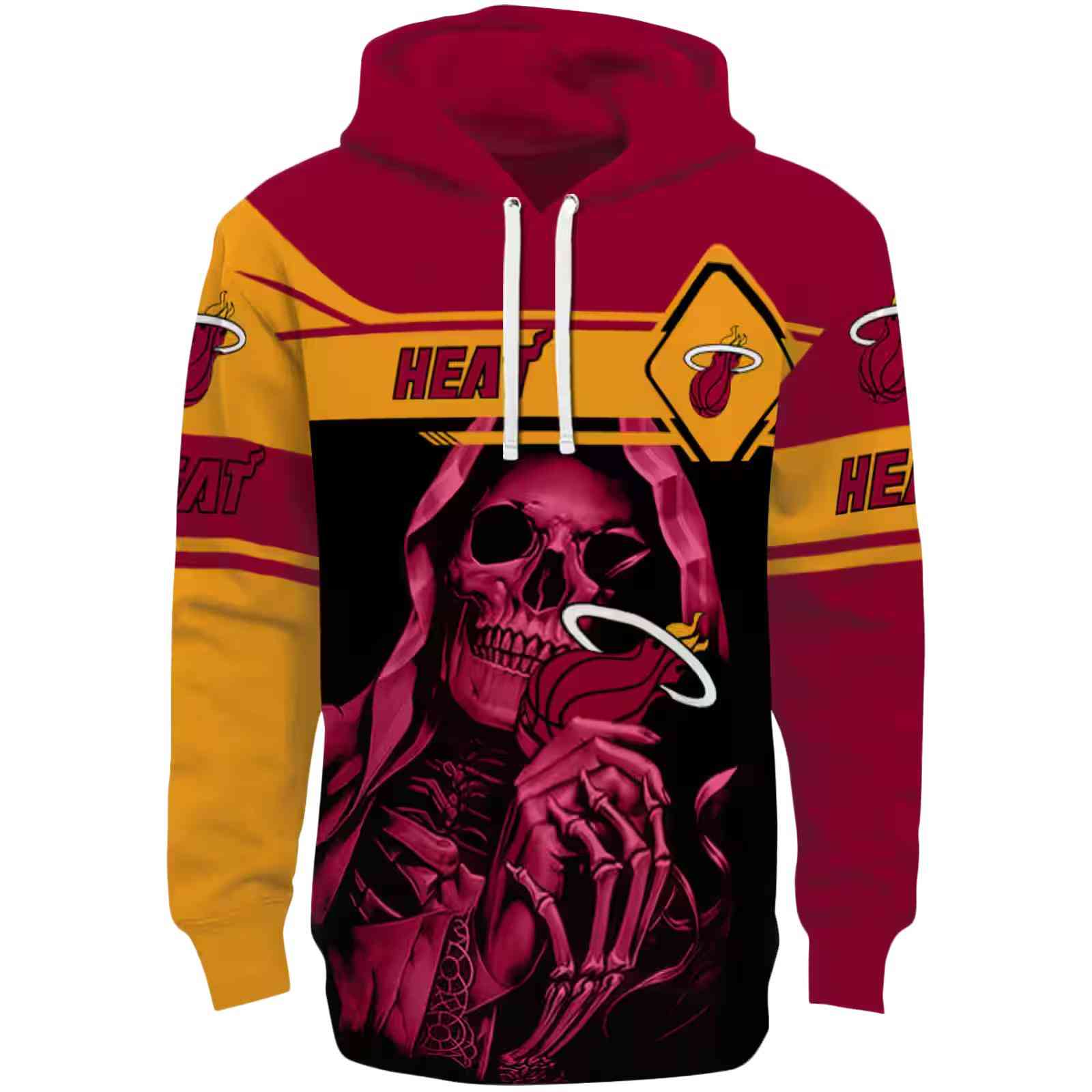 Custom Miami Heat Grim Reaper Red Black Hoodie