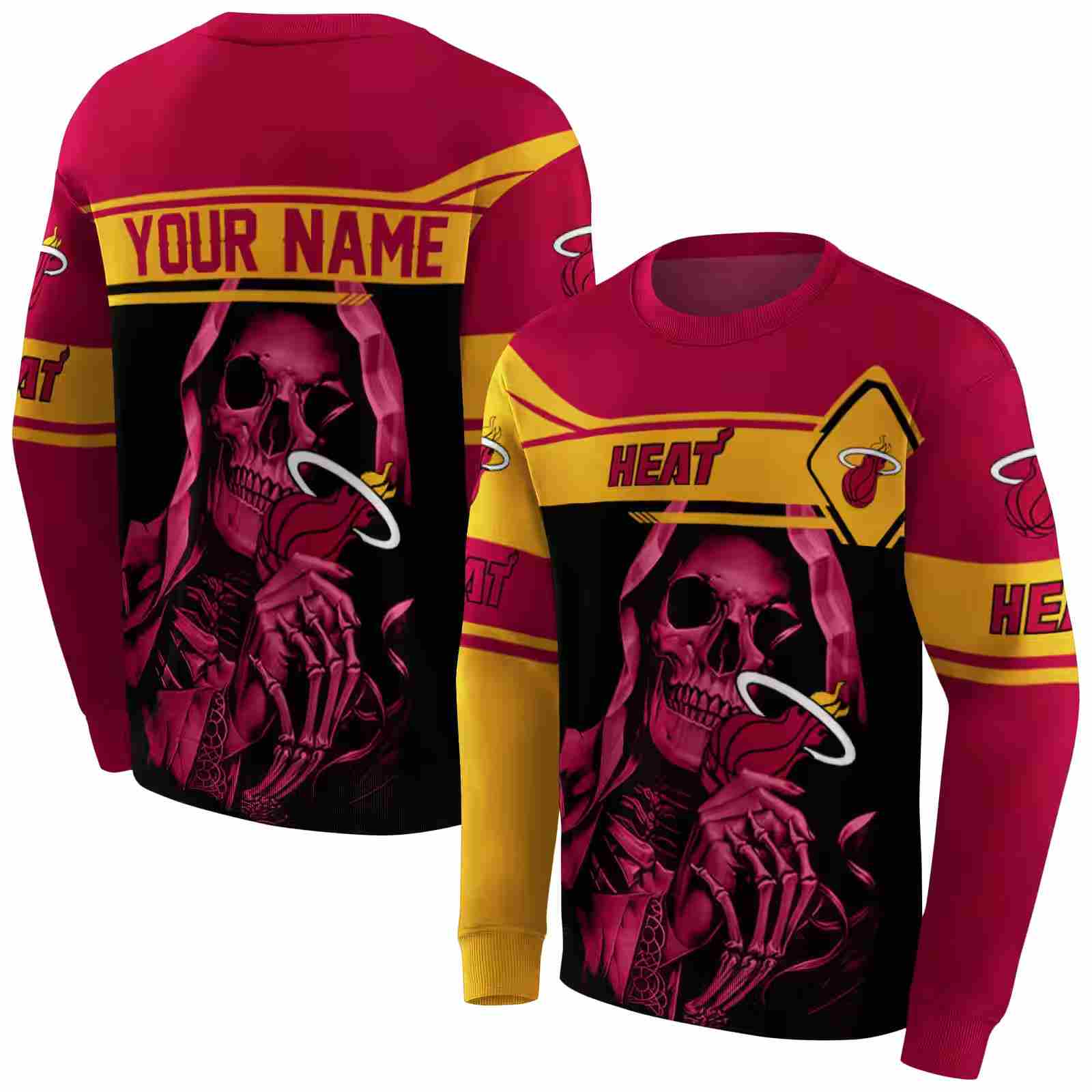 custom miami heat grim reaper red black hoodie premium grade