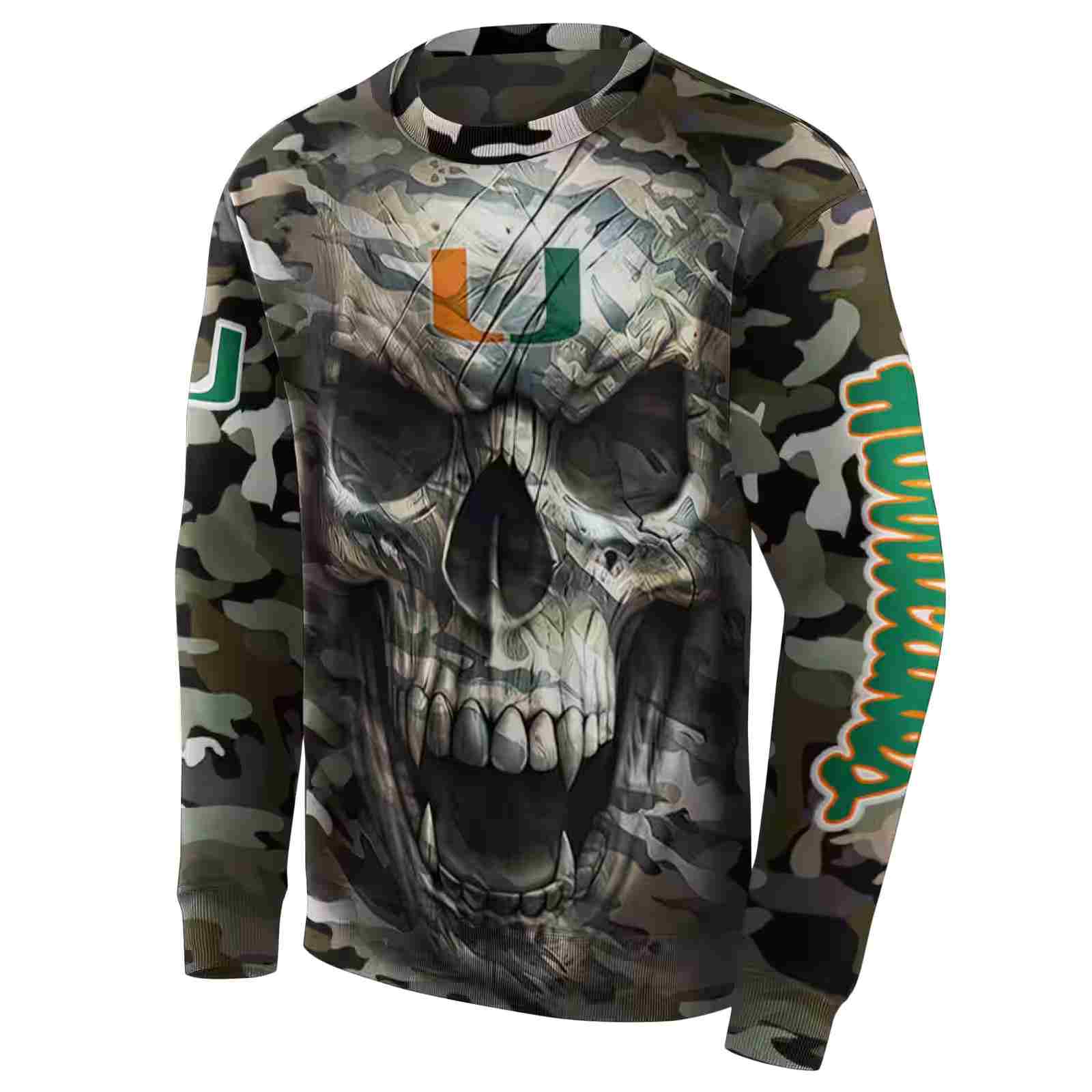 custom miami hurricanes camo skull hoodie new arrival