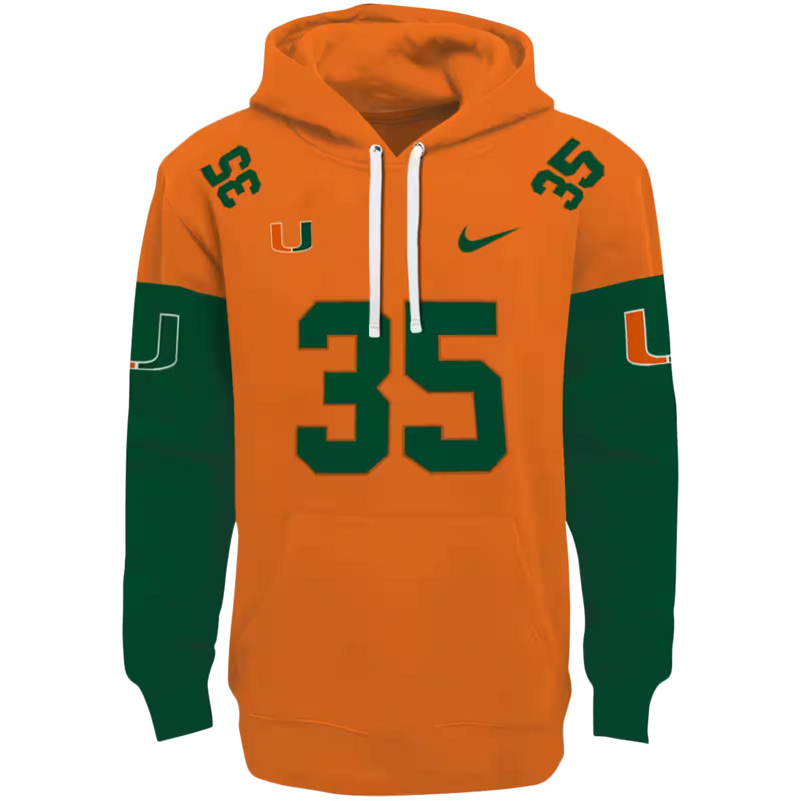 Custom Miami Hurricanes Minimal Design Orange Hoodie