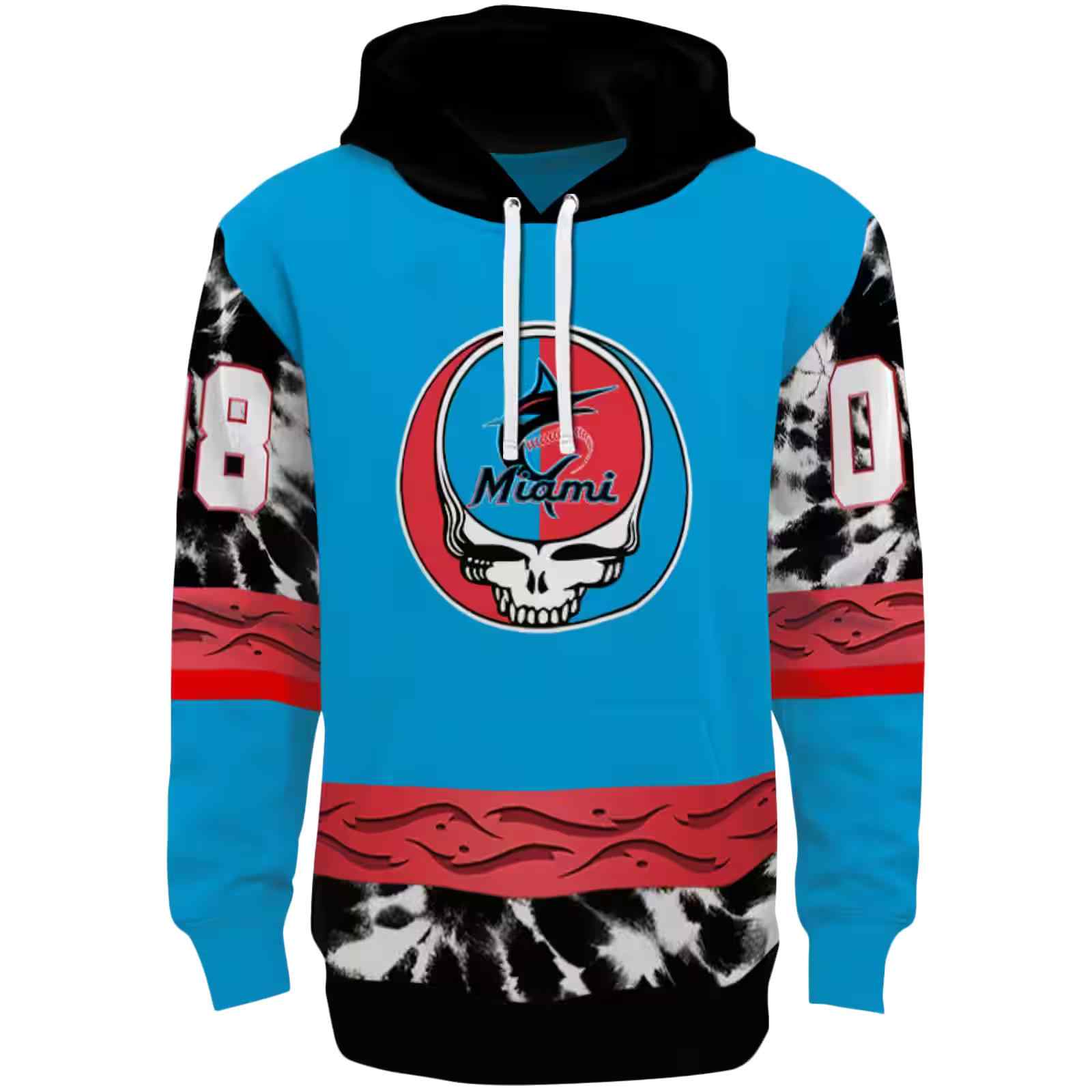 Custom Miami Marlins Grateful Vibes Blue Hoodie