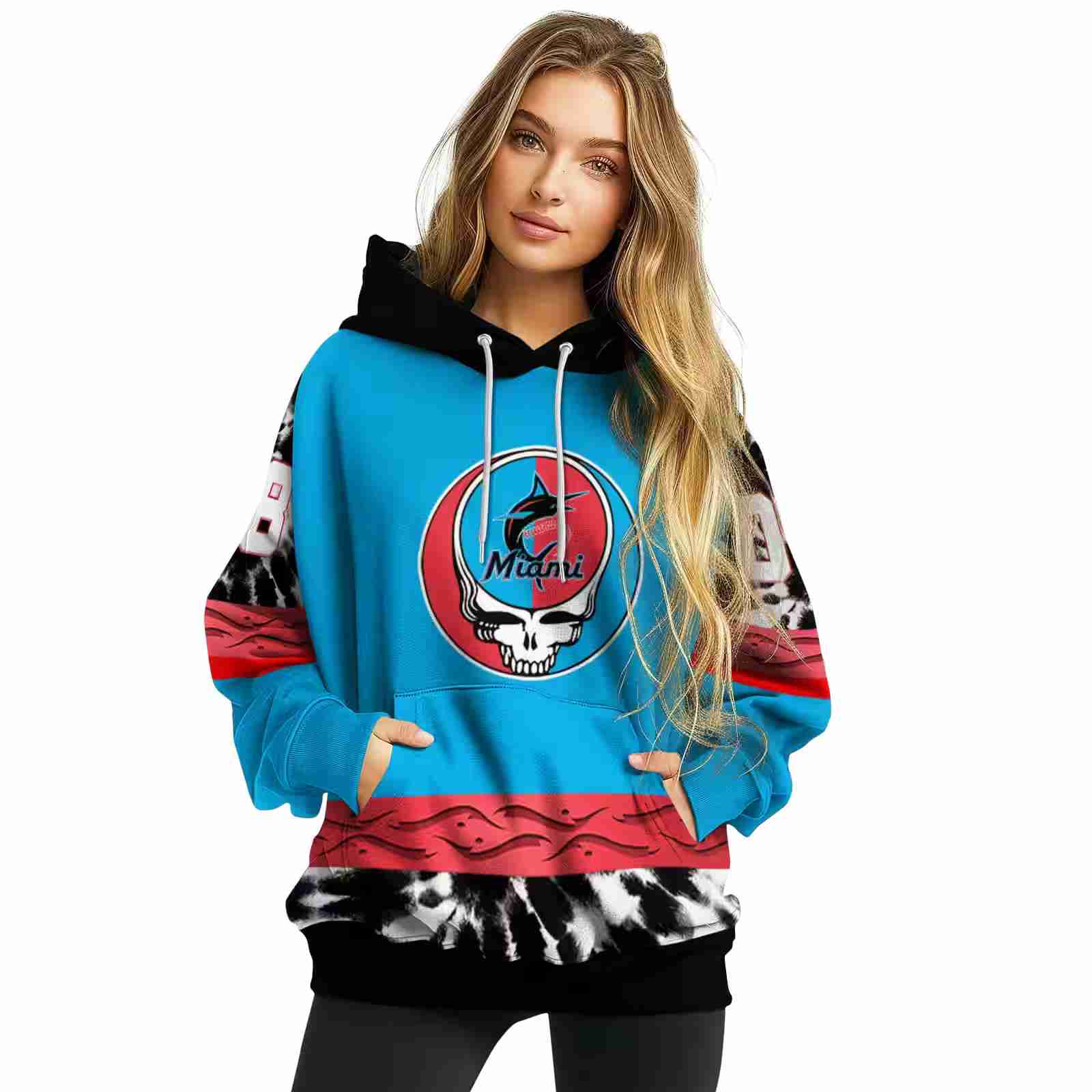 custom miami marlins grateful vibes blue hoodie high quality