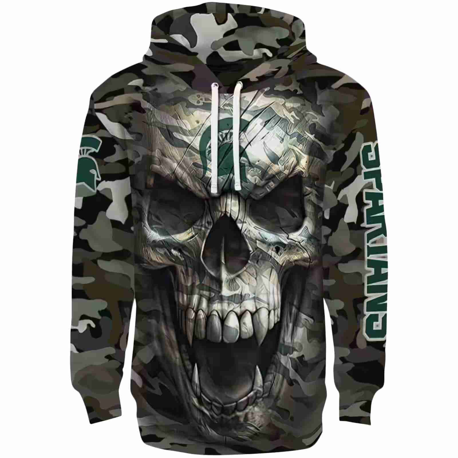 Custom Michigan State Spartans Camo Skull Hoodie