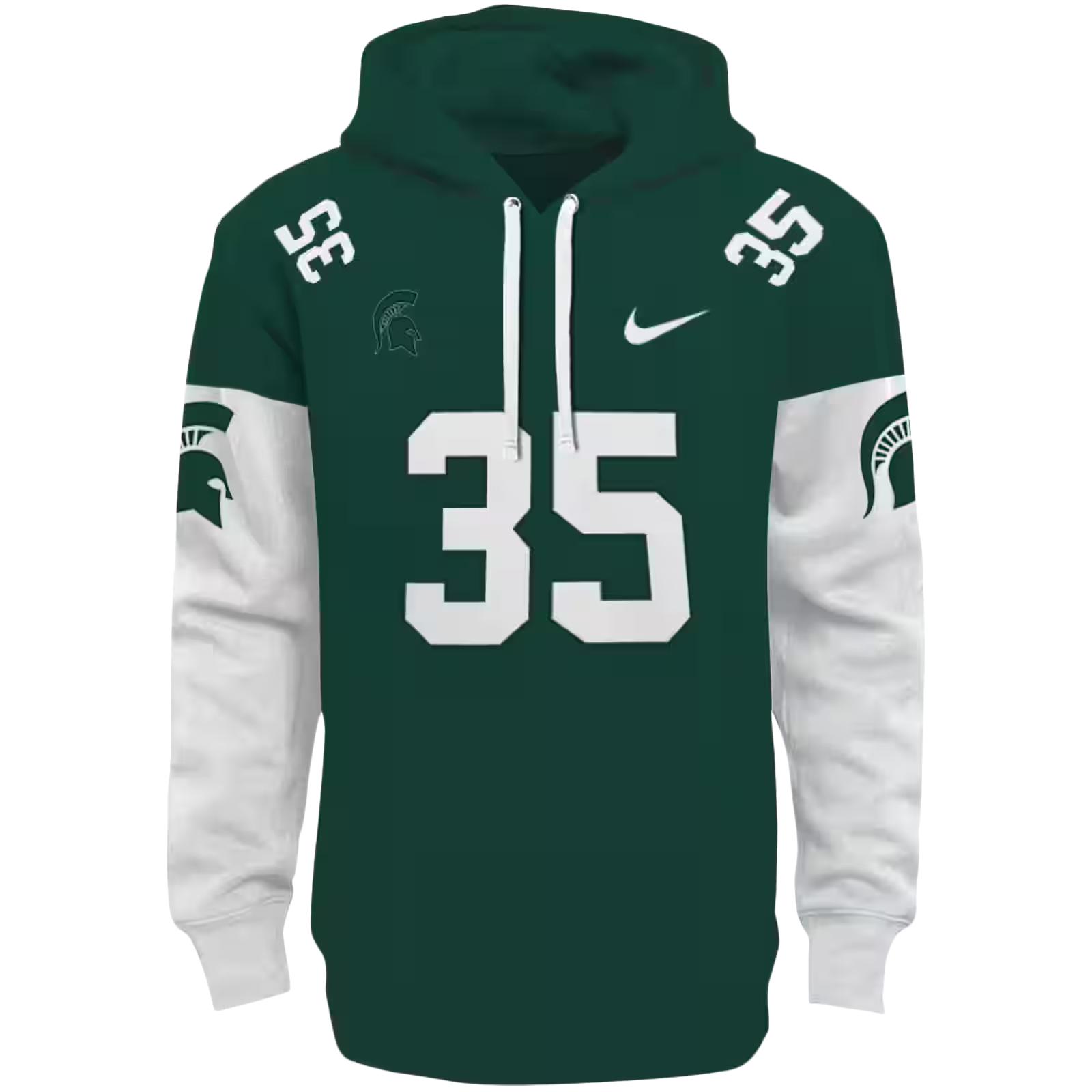 Custom Michigan State Spartans Minimal Design Green Hoodie