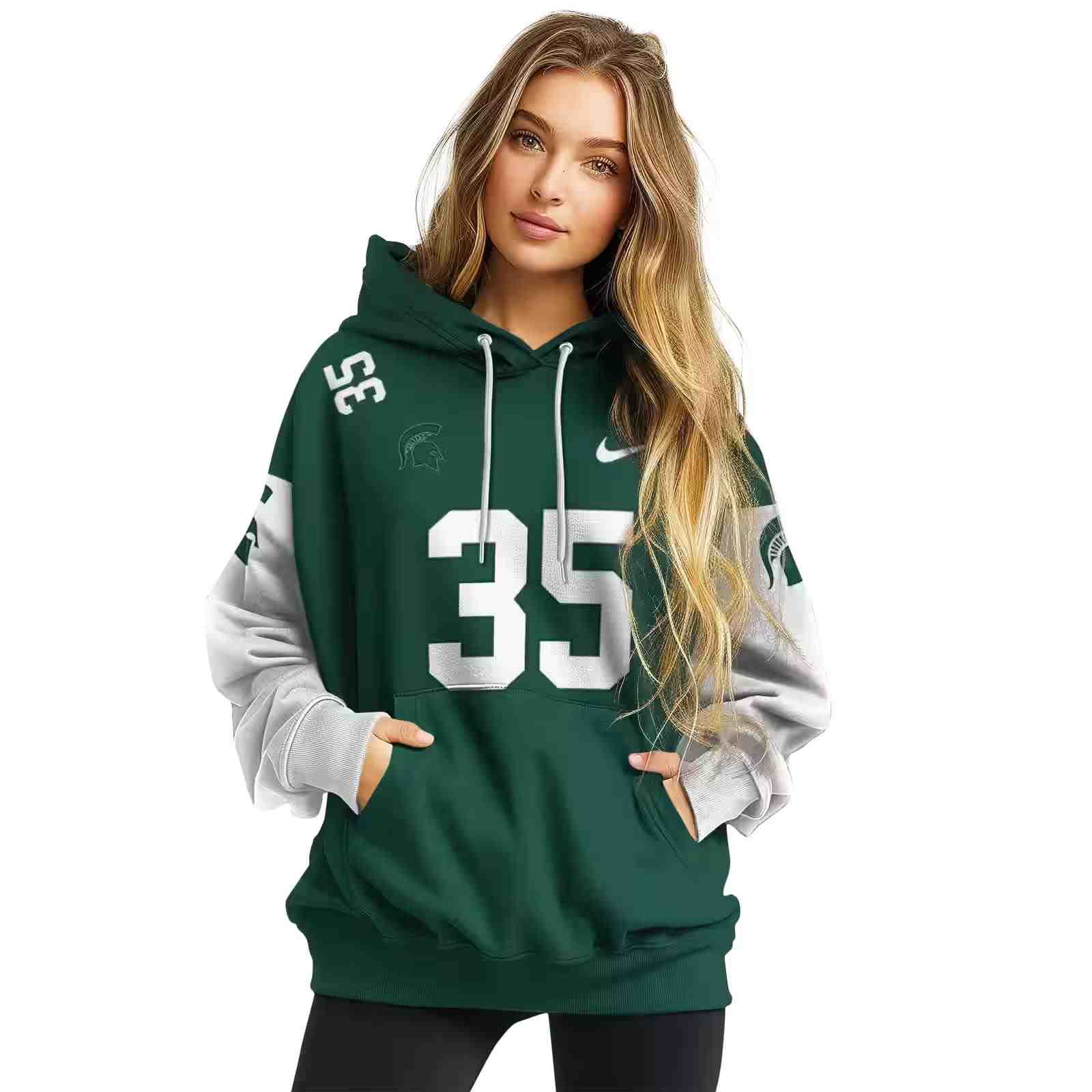 custom michigan state spartans minimal design green hoodie high quality