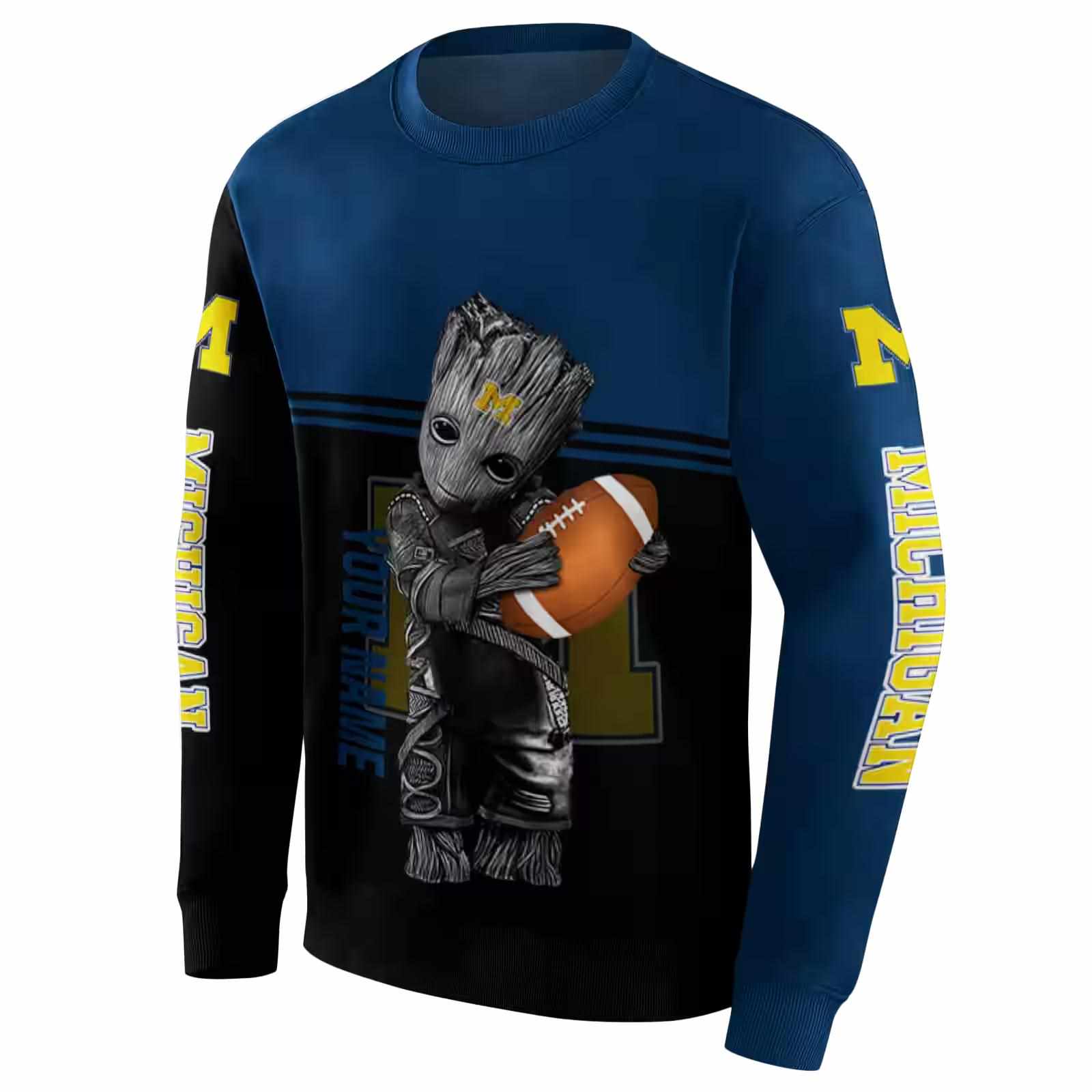 custom michigan wolverines baby groot blue black hoodie new arrival