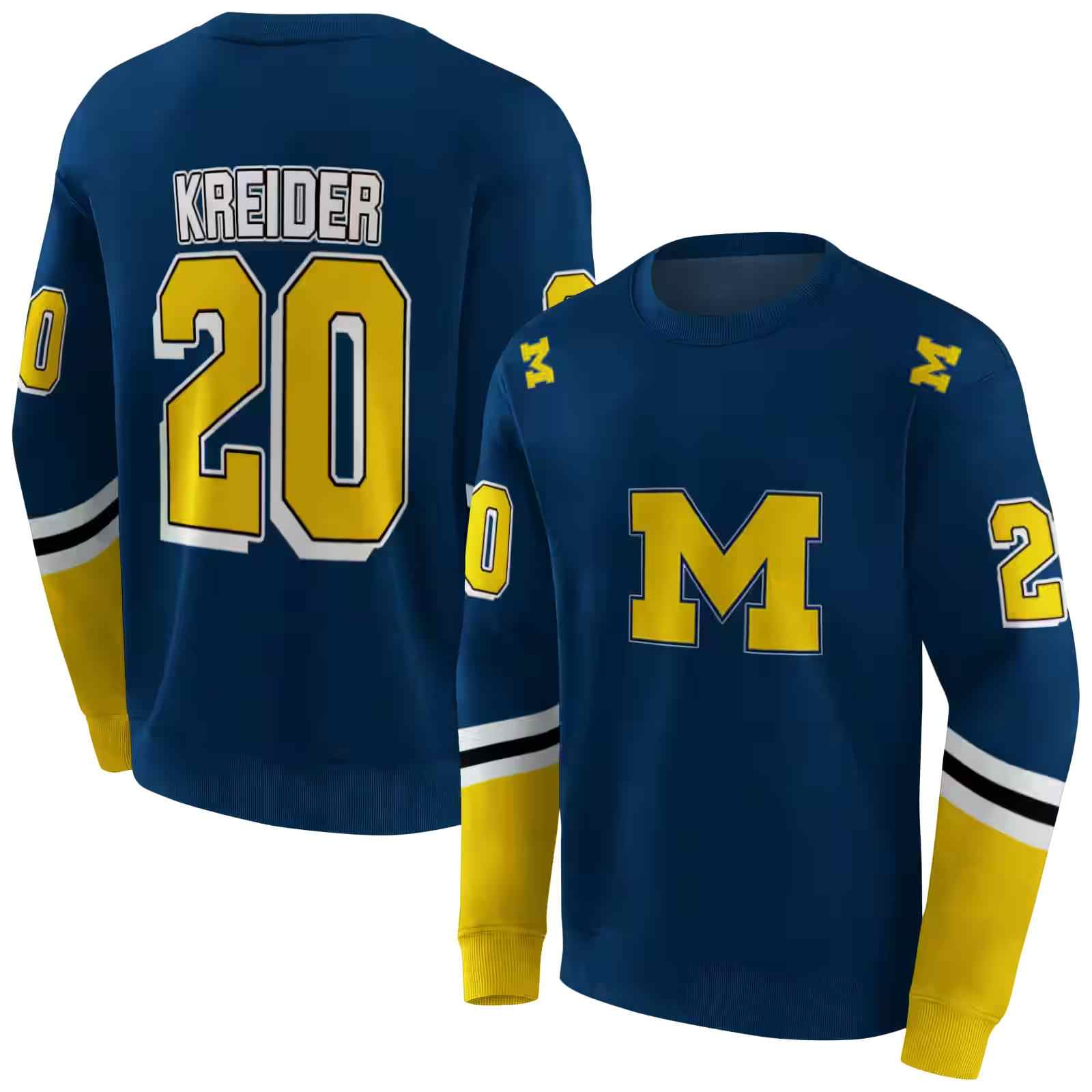 custom michigan wolverines striped sleeves blue hoodie premium grade