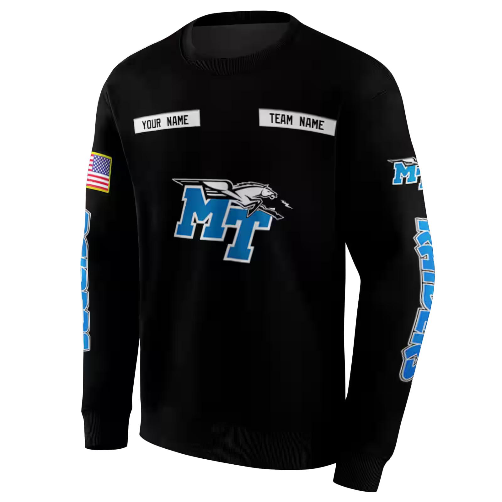 custom middle tennessee blue raiders punisher skull black hoodie new arrival