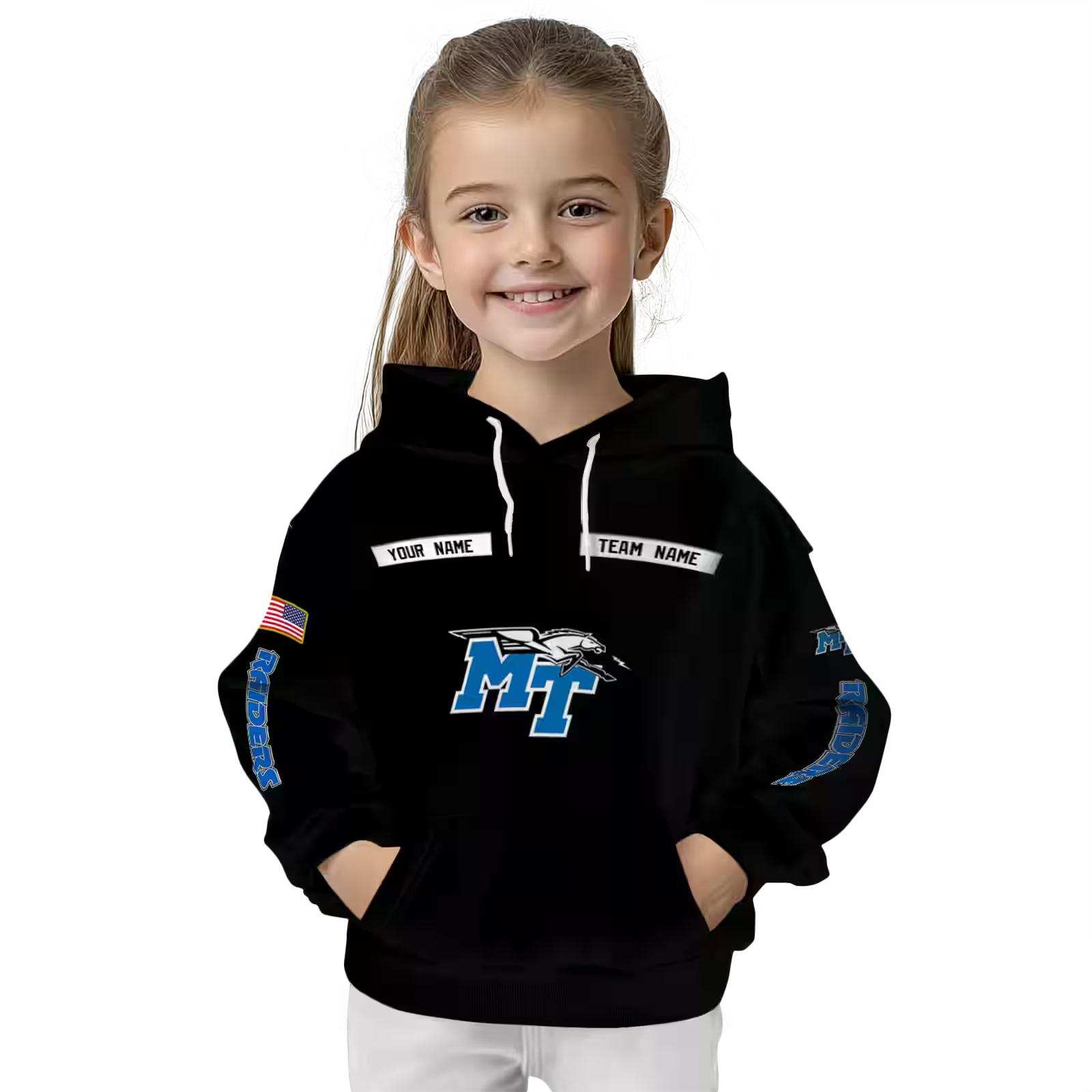 custom middle tennessee blue raiders punisher skull black hoodie top rated