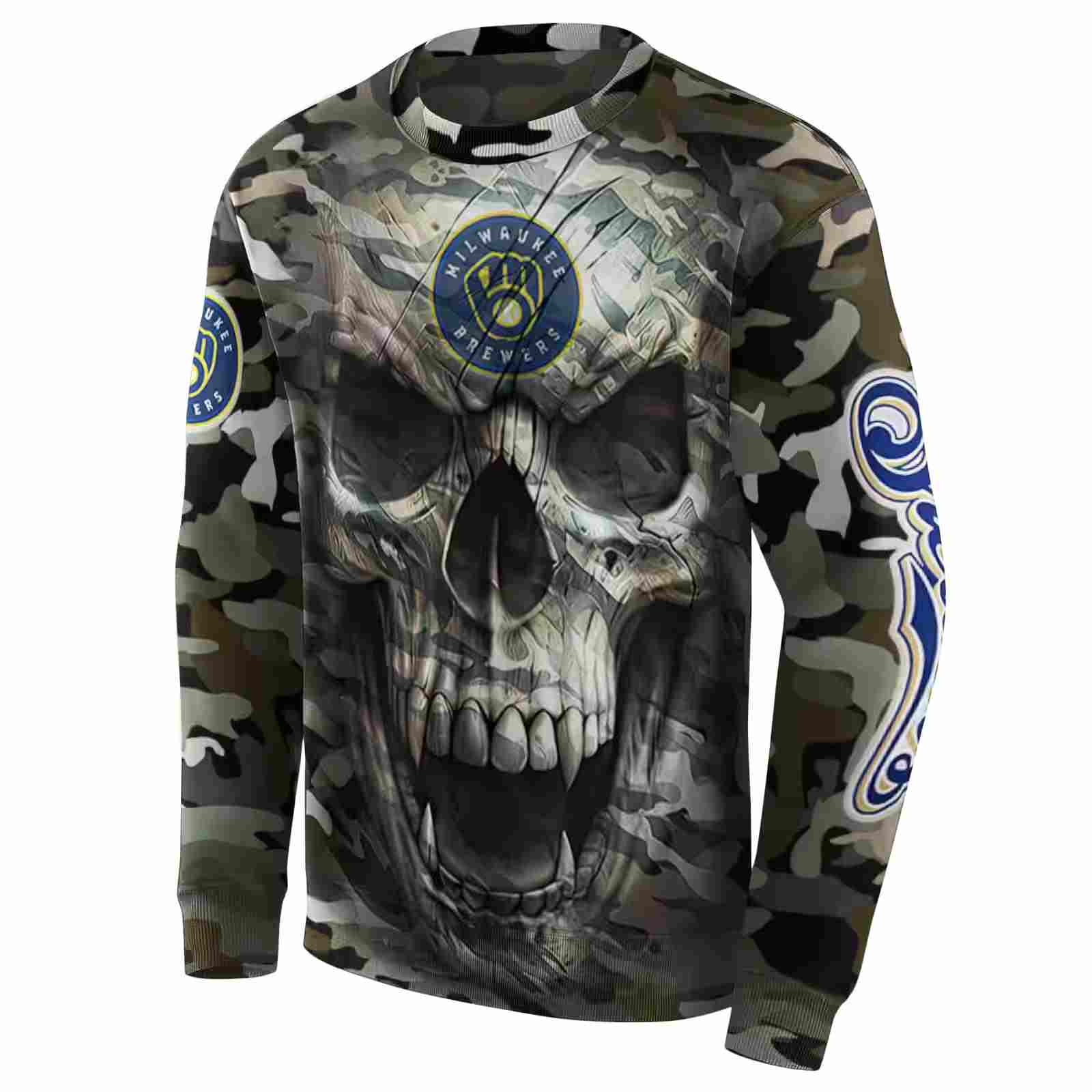 custom milwaukee brewers camo skull hoodie new arrival