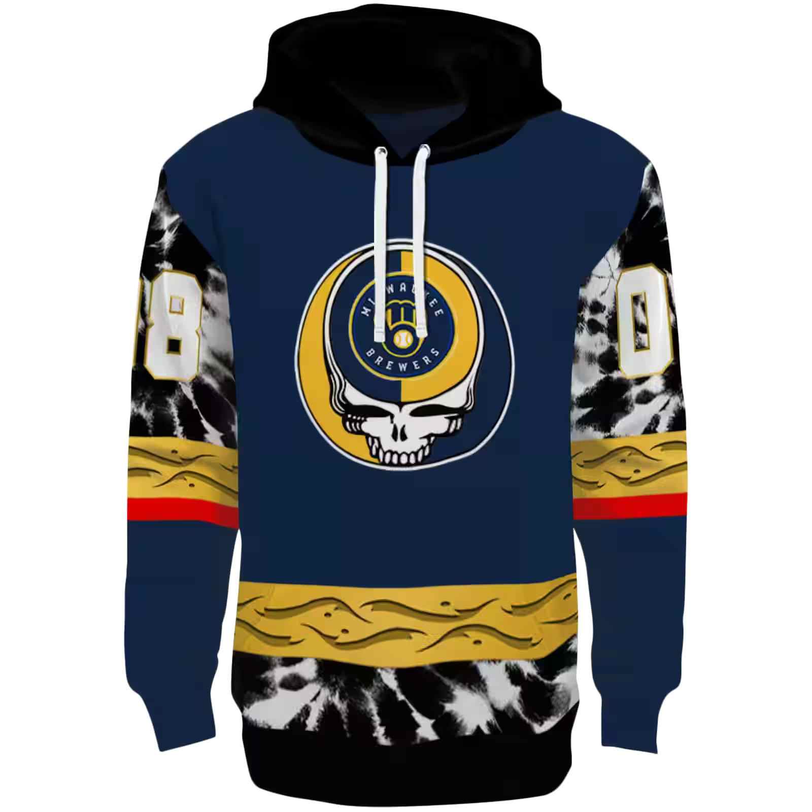 Custom Milwaukee Brewers Grateful Vibes Navy Blue Hoodie