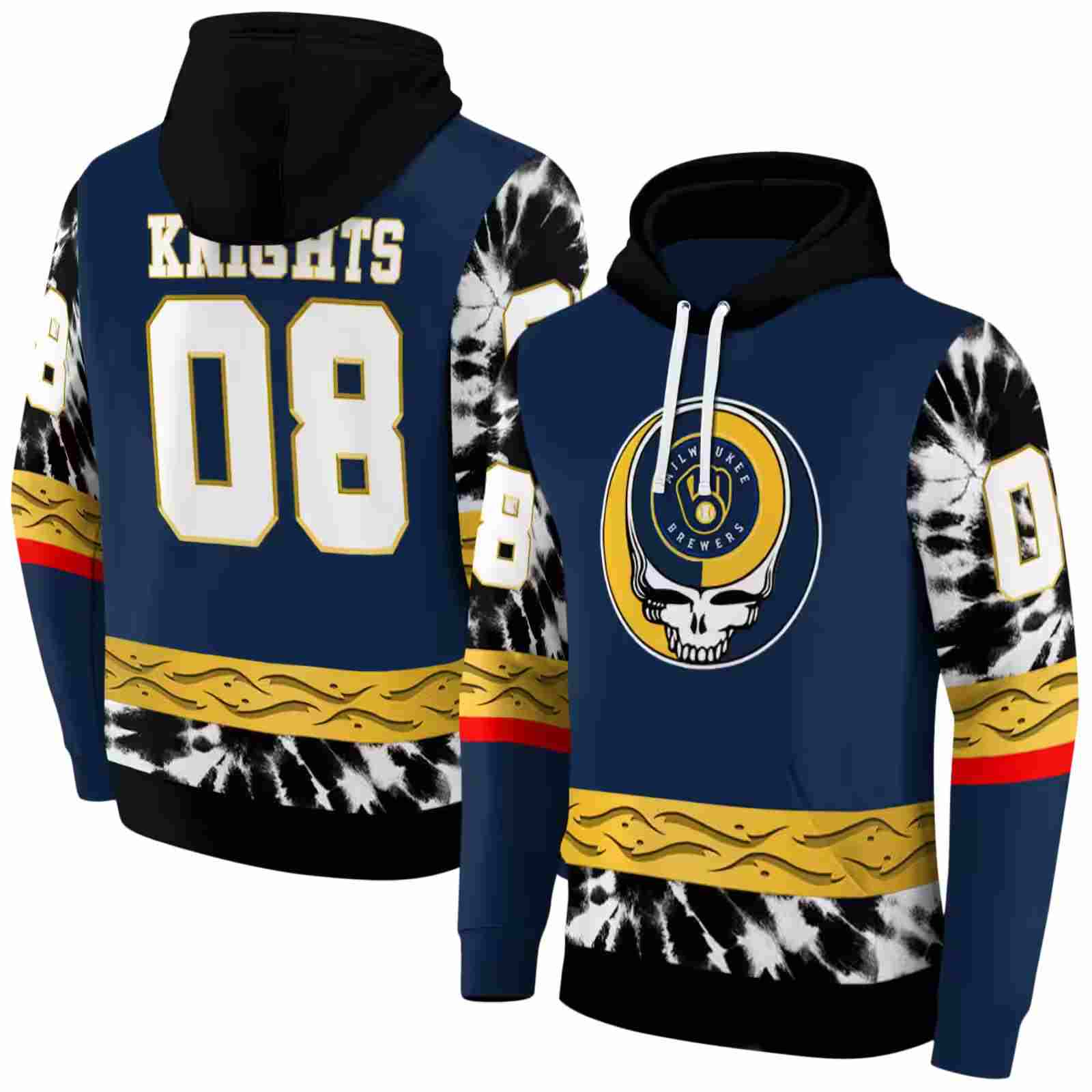 custom milwaukee brewers grateful vibes navy blue hoodie fashion forward