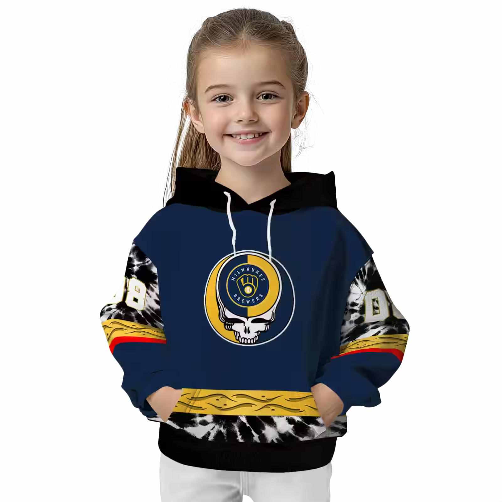 custom milwaukee brewers grateful vibes navy blue hoodie top rated