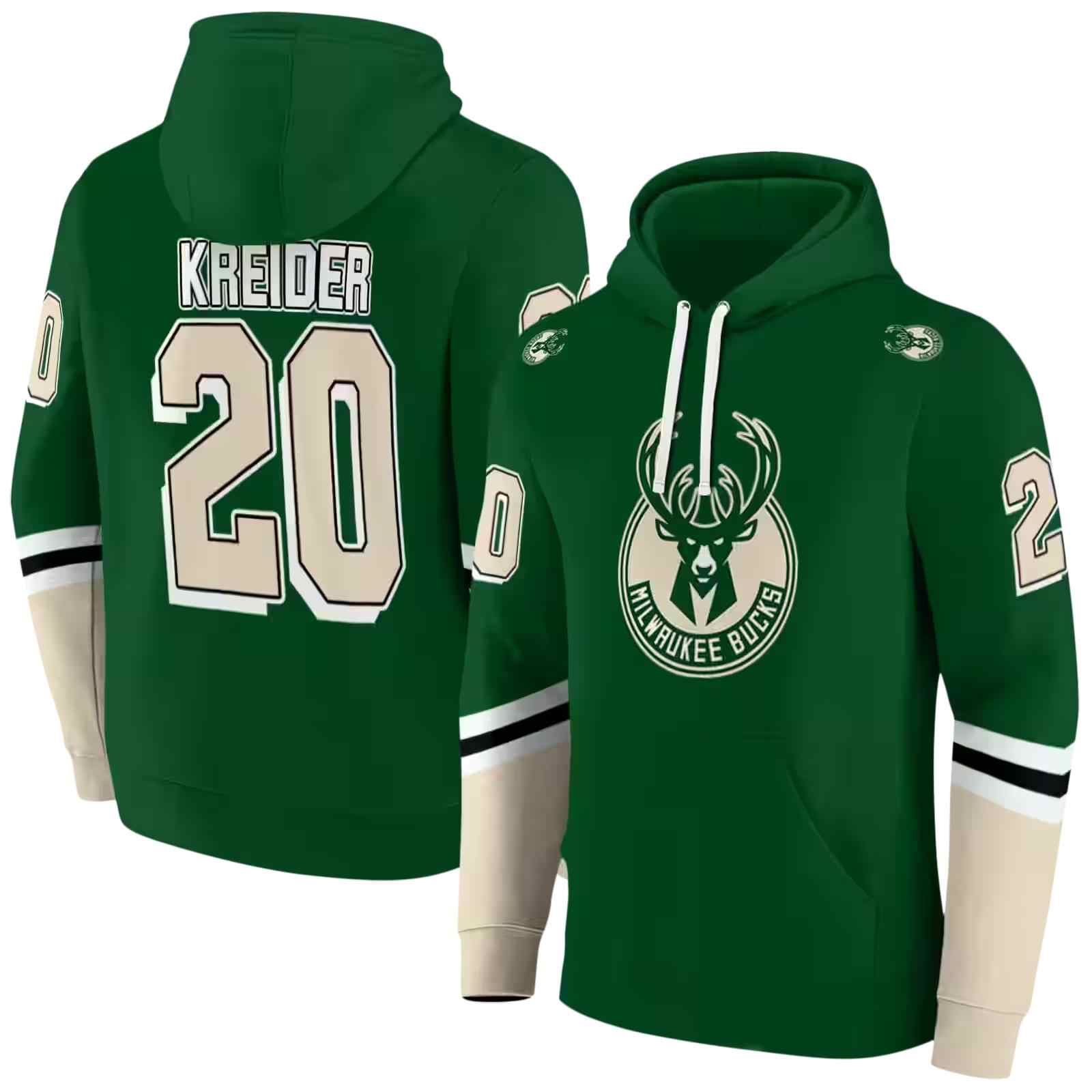 custom milwaukee bucks striped sleeves green hoodie fashion forward