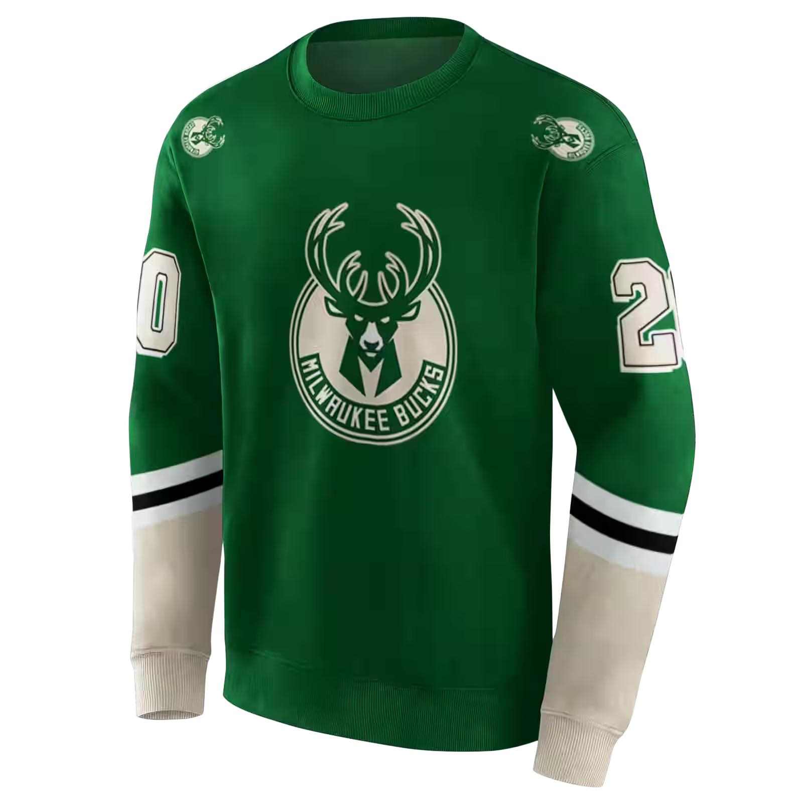 custom milwaukee bucks striped sleeves green hoodie new arrival