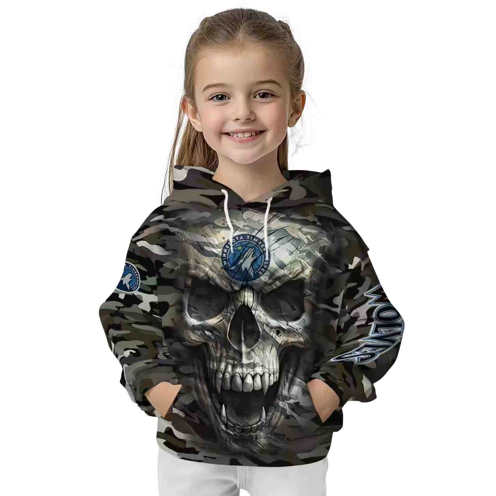 custom minnesota timberwolves camo skull hoodie top rated