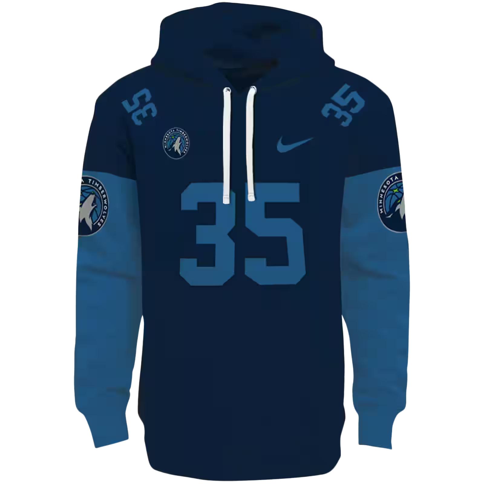 Custom Minnesota Timberwolves Minimal Design Midnight Blue Hoodie