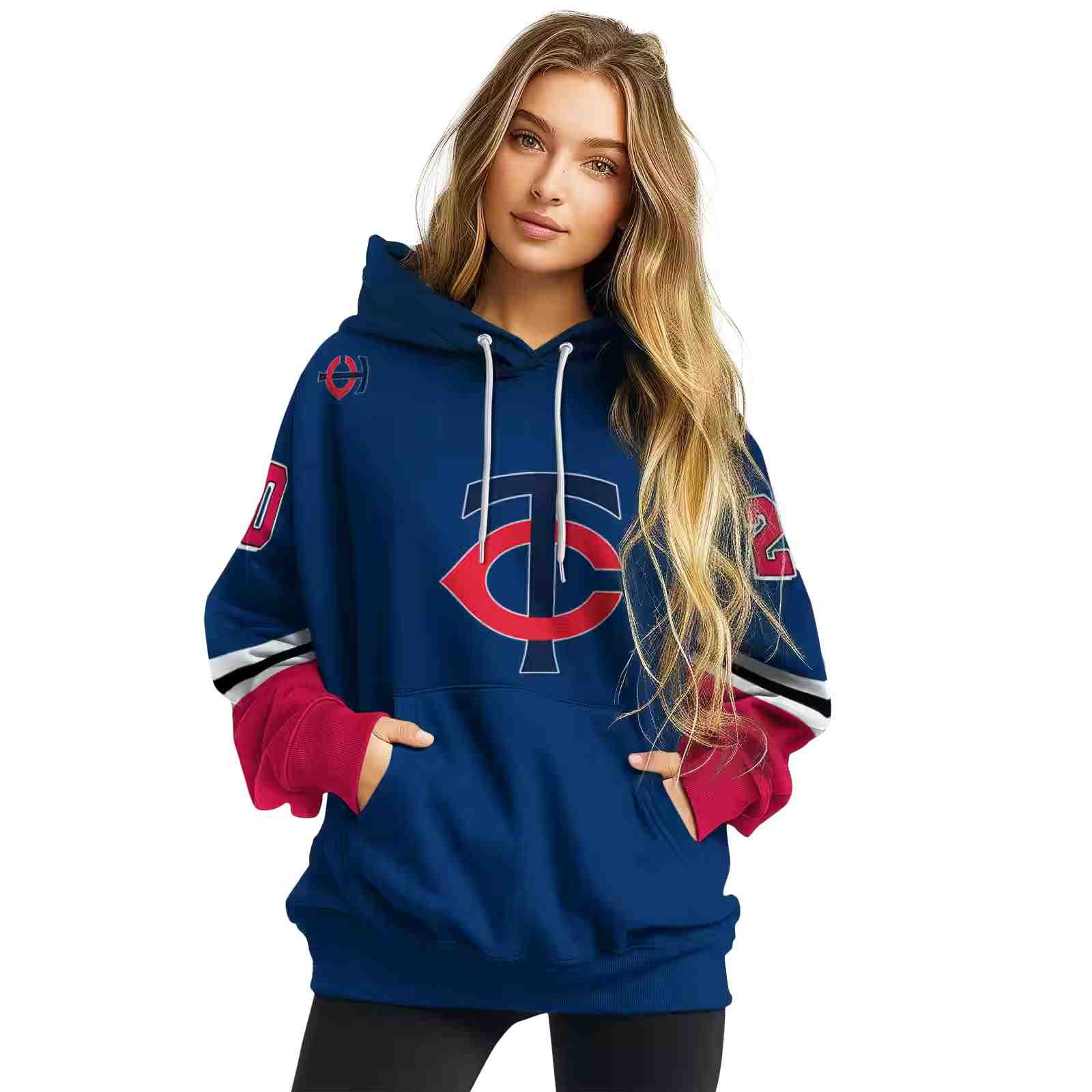 custom minnesota twins striped sleeves navy hoodie high quality