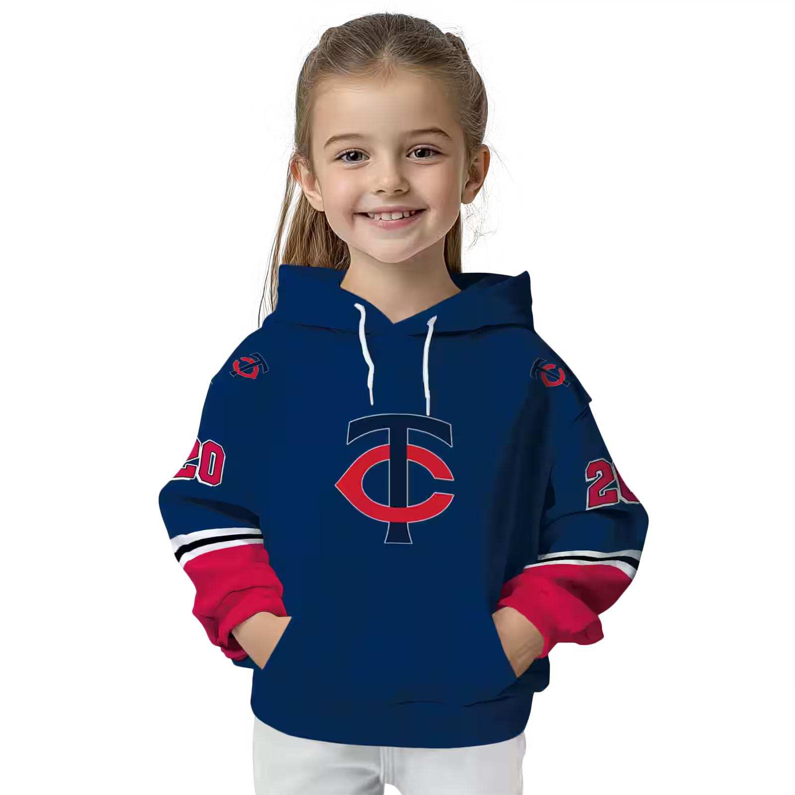 custom minnesota twins striped sleeves navy hoodie top rated