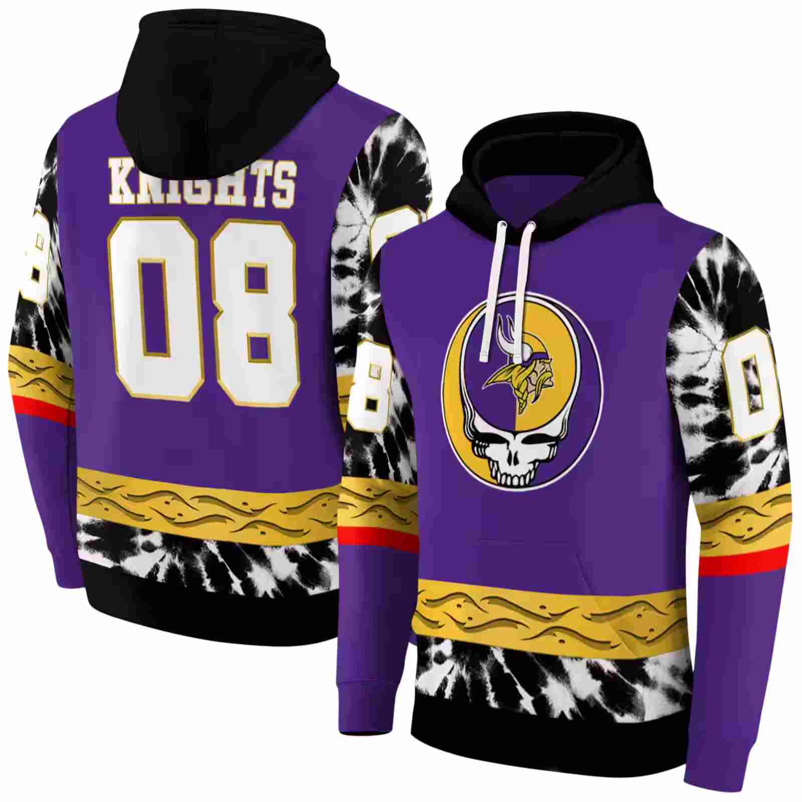 custom minnesota vikings grateful vibes purple hoodie fashion forward