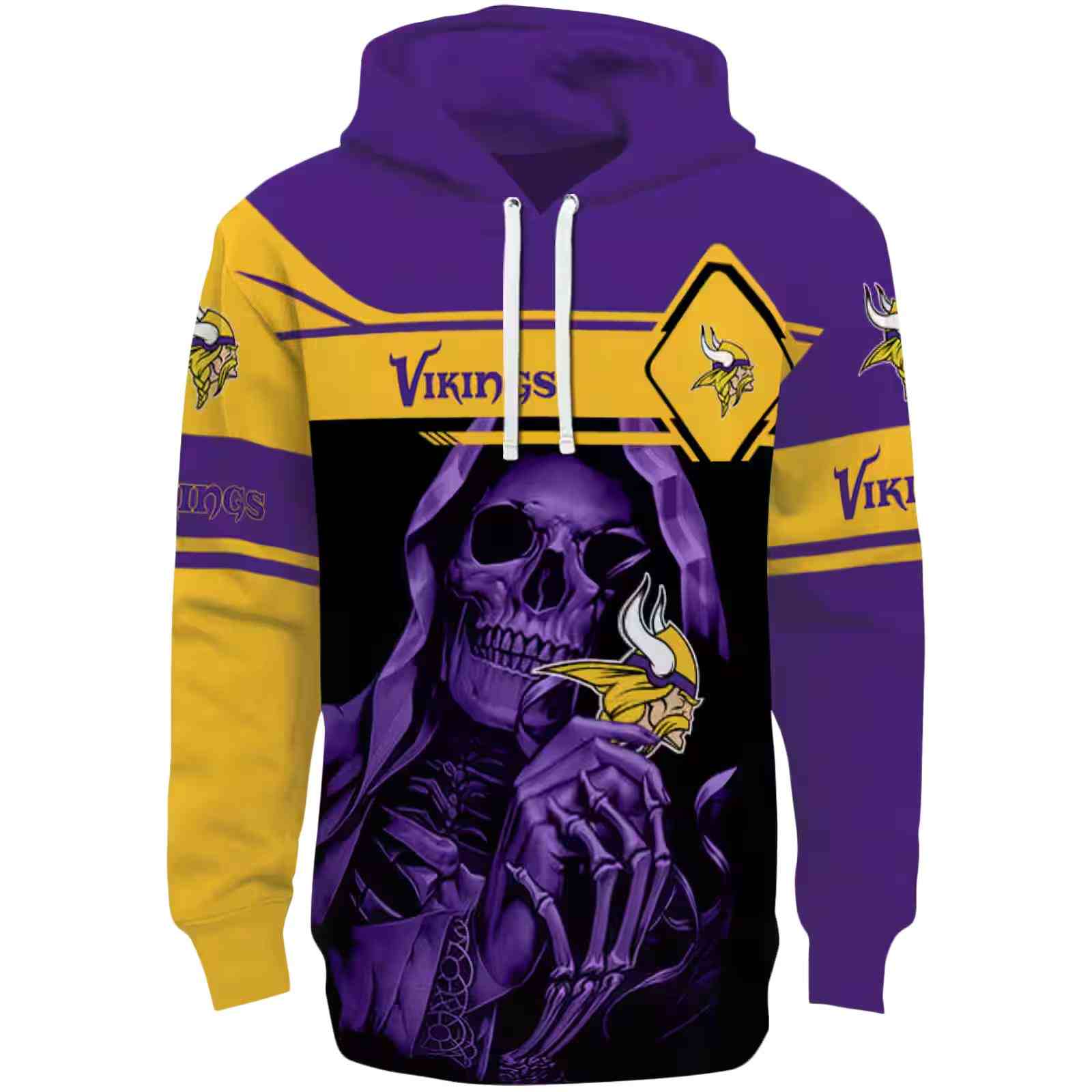 Custom Minnesota Vikings Grim Reaper Purple Black Hoodie