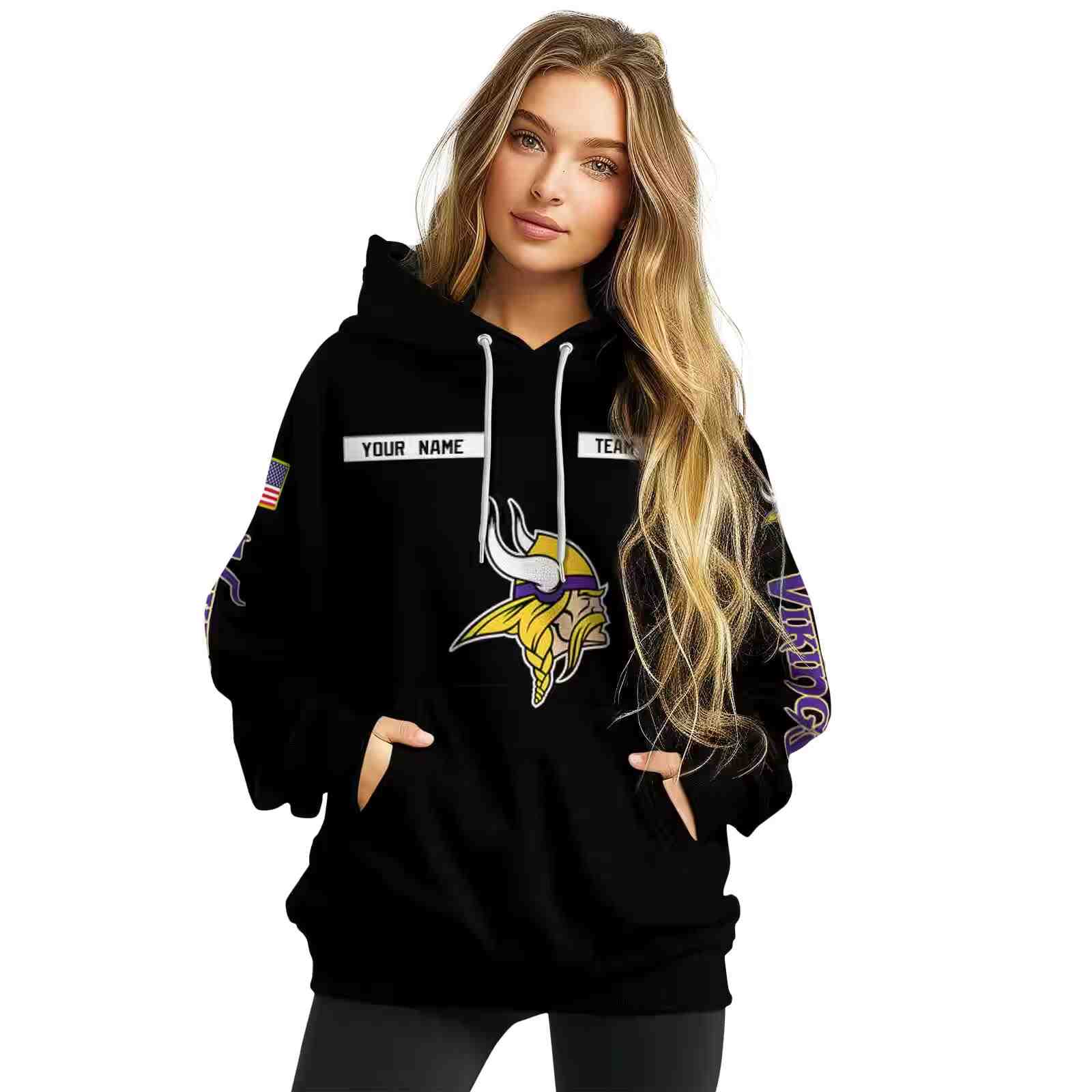 custom minnesota vikings punisher skull black hoodie high quality