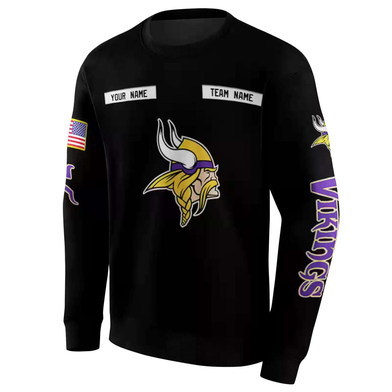 custom minnesota vikings punisher skull black hoodie new arrival