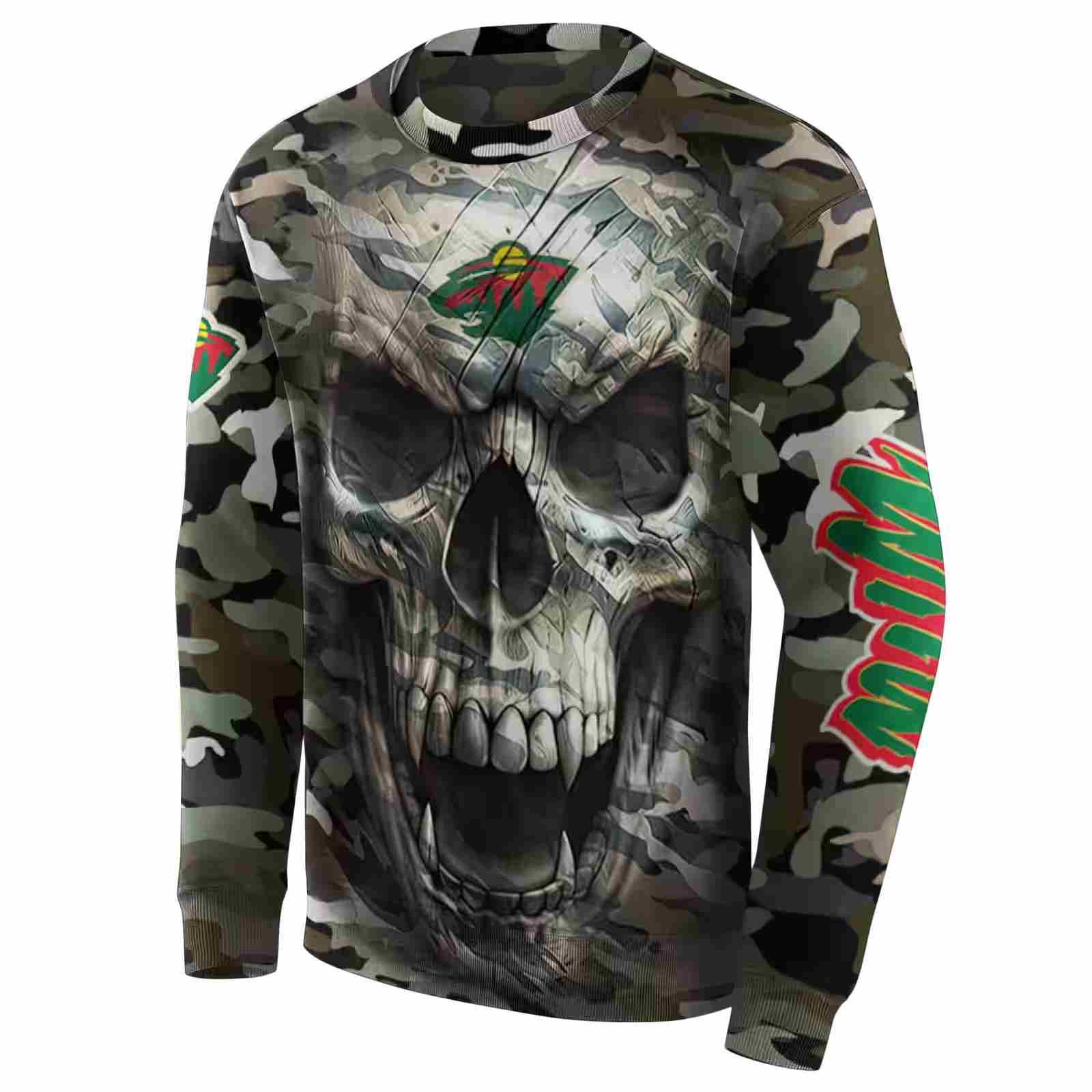 custom minnesota wild camo skull hoodie new arrival