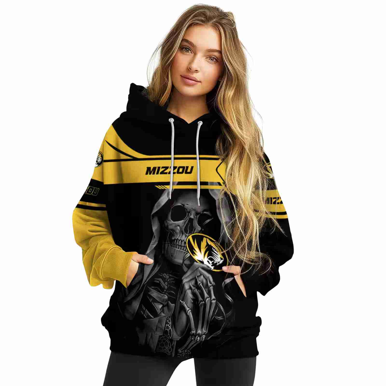 custom missouri tigers grim reaper black hoodie high quality