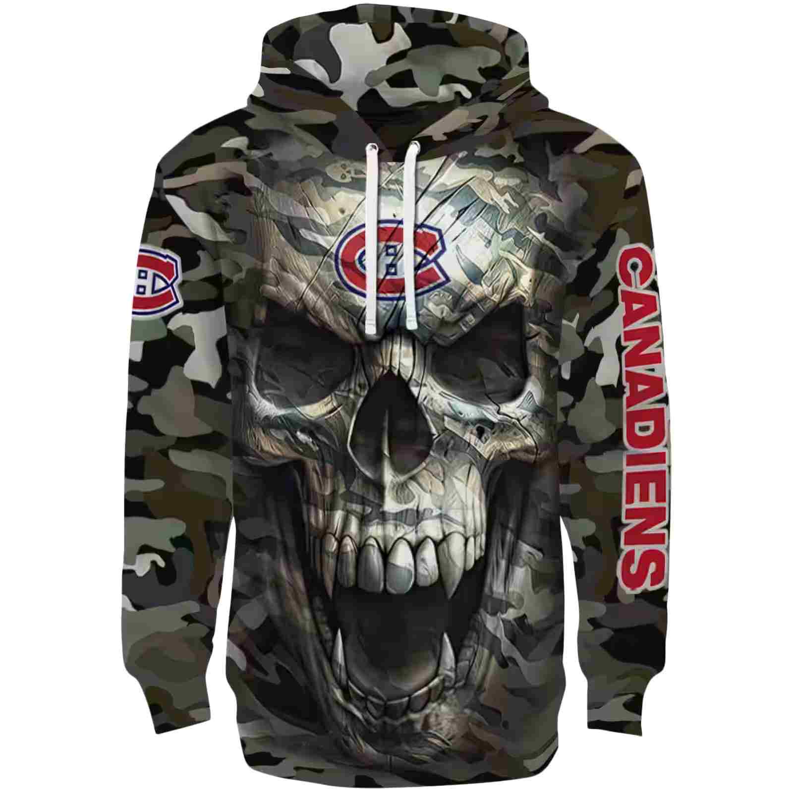 Custom Montreal Canadiens Camo Skull Hoodie