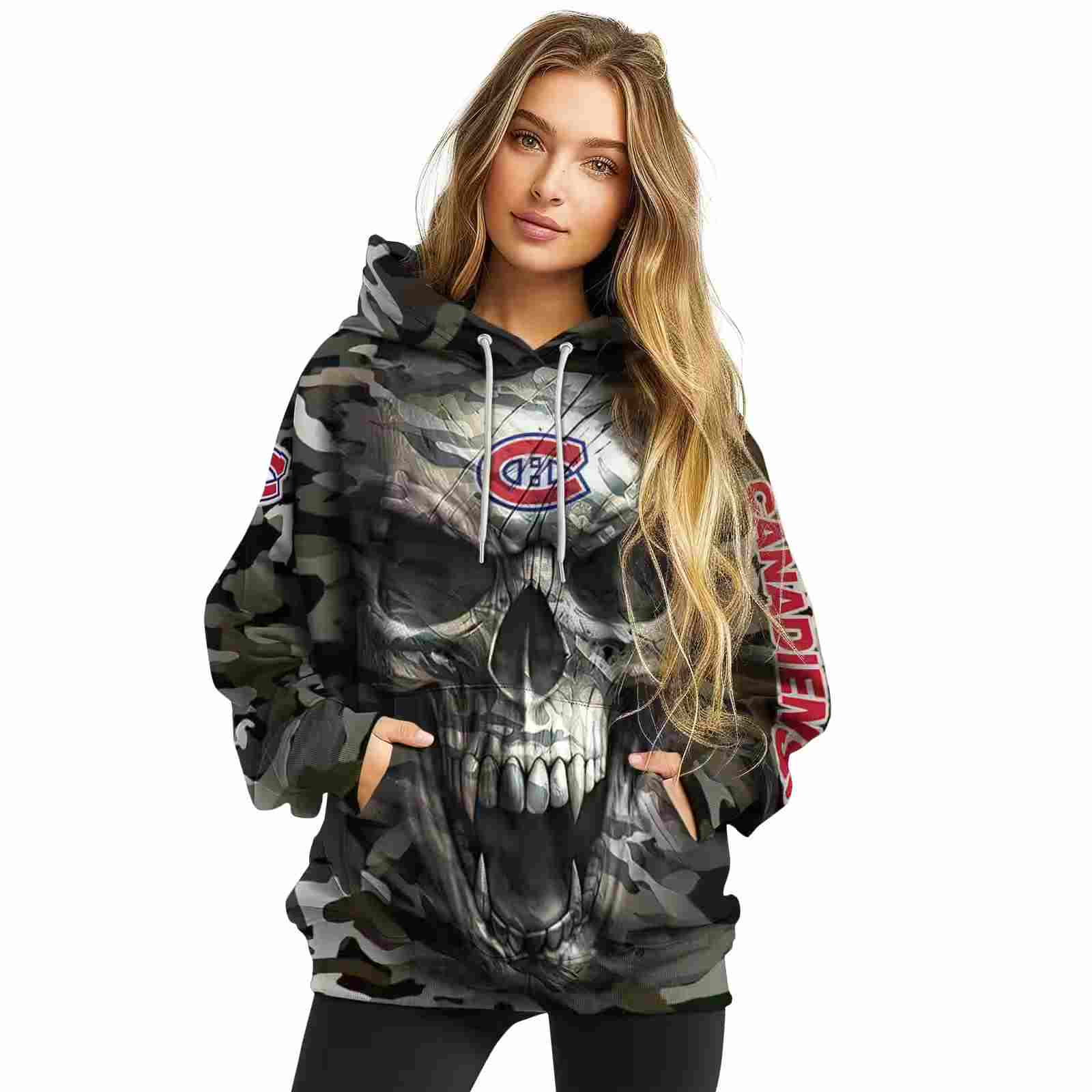 custom montreal canadiens camo skull hoodie high quality