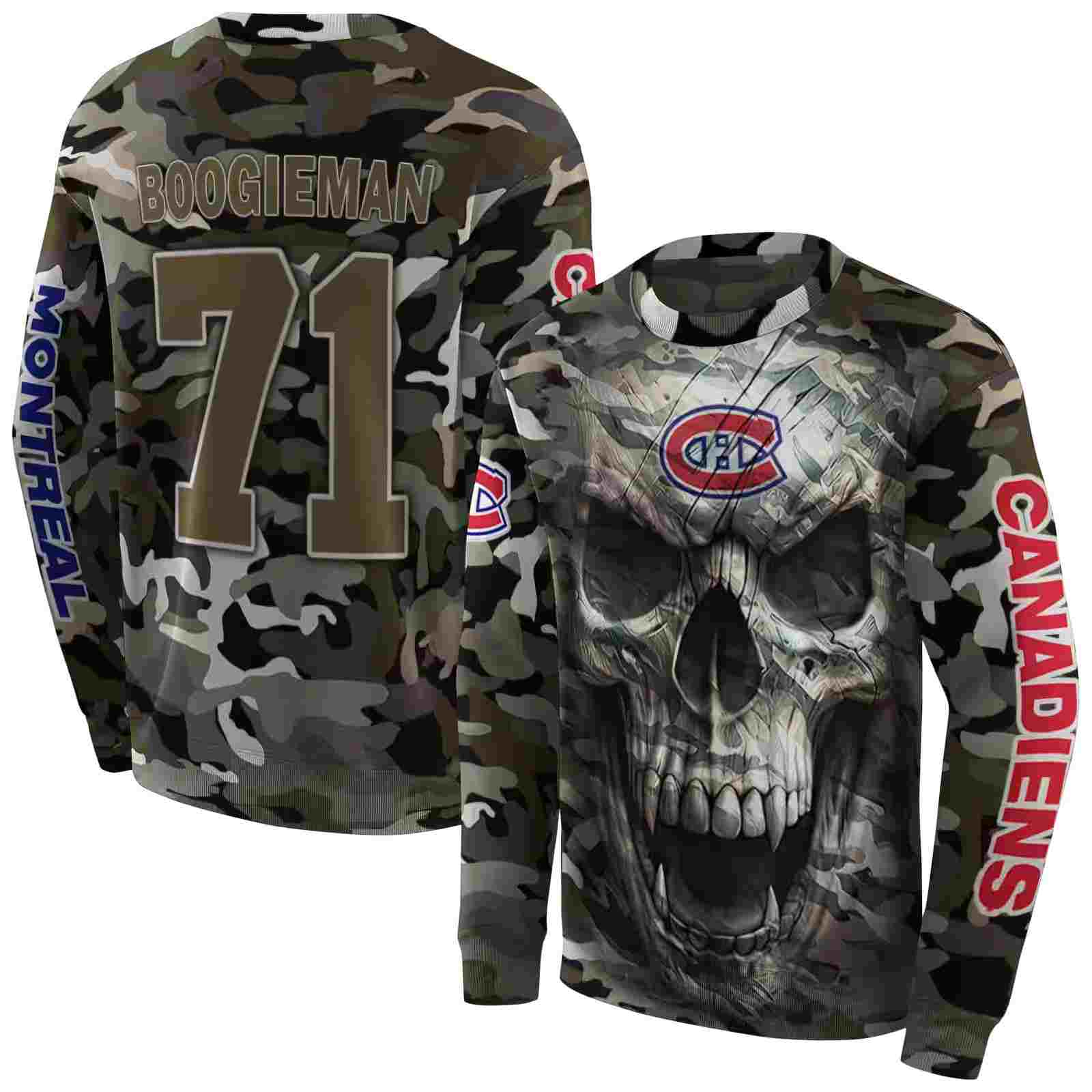 custom montreal canadiens camo skull hoodie premium grade