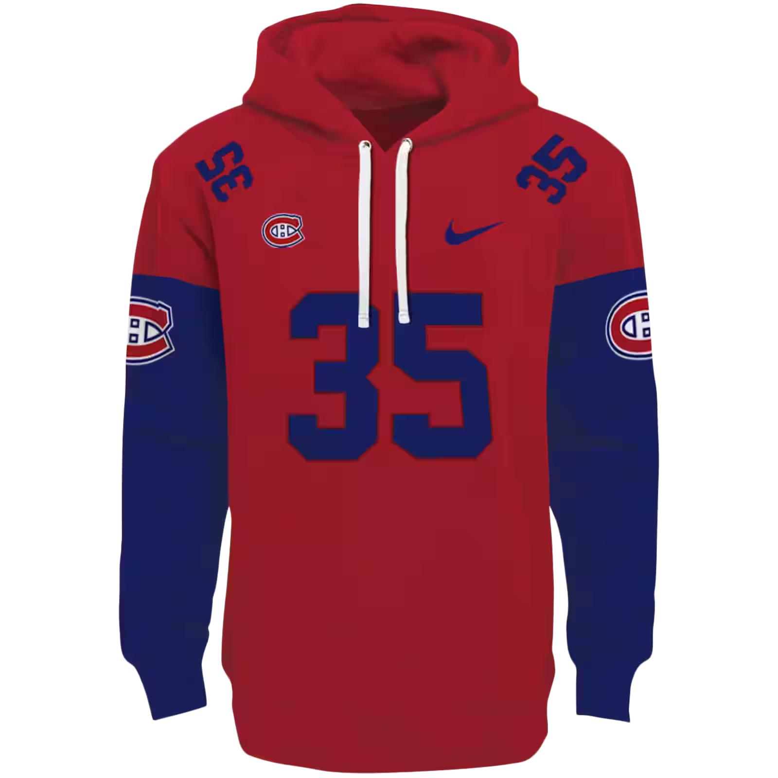 Custom Montreal Canadiens Minimal Design Red Hoodie