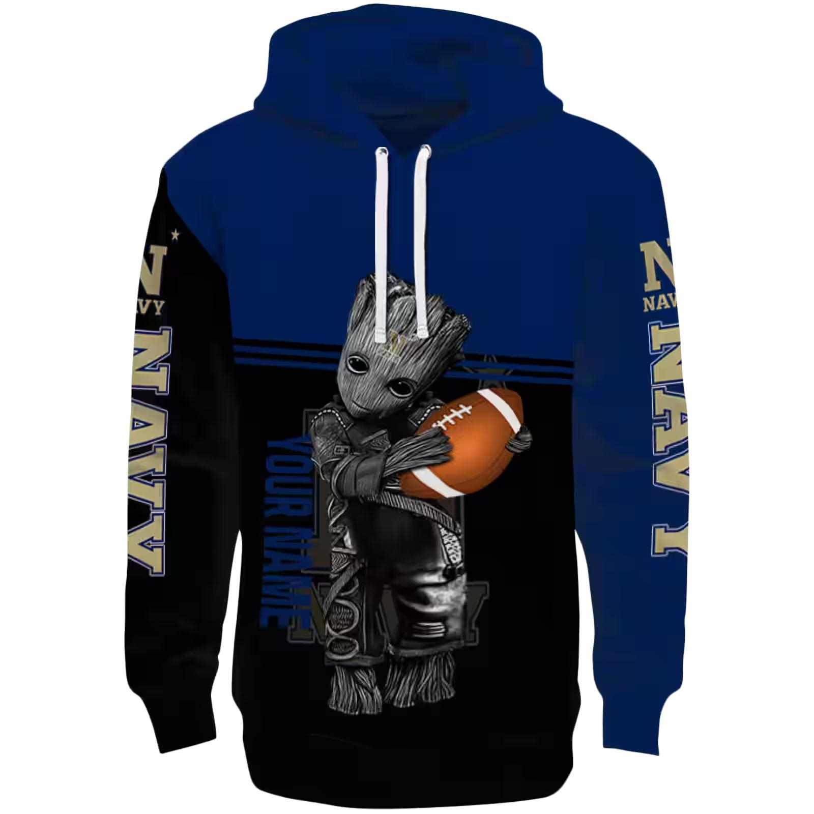 Custom Navy Midshipmen Baby Groot Blue Black Hoodie