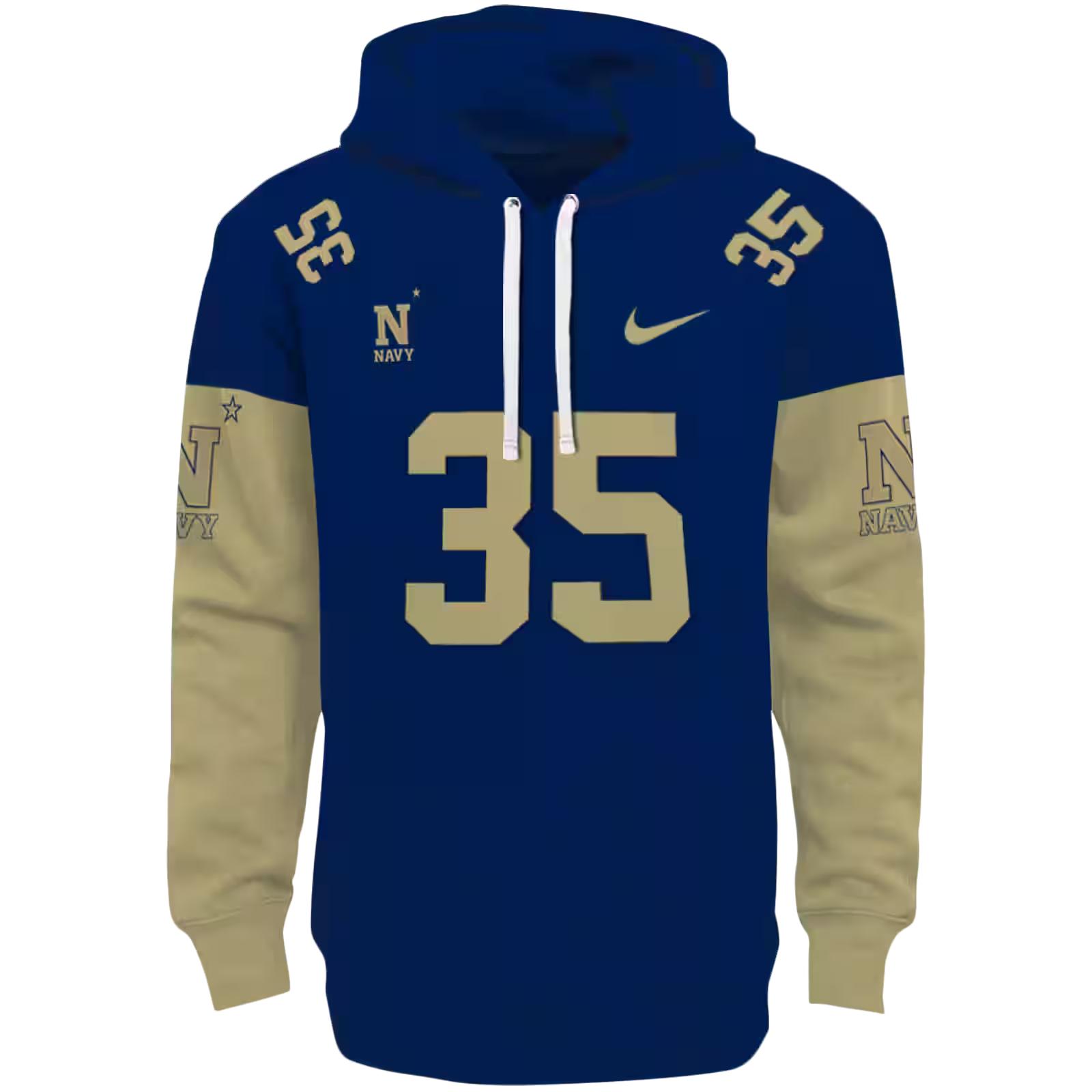 Custom Navy Midshipmen Minimal Design Blue Hoodie