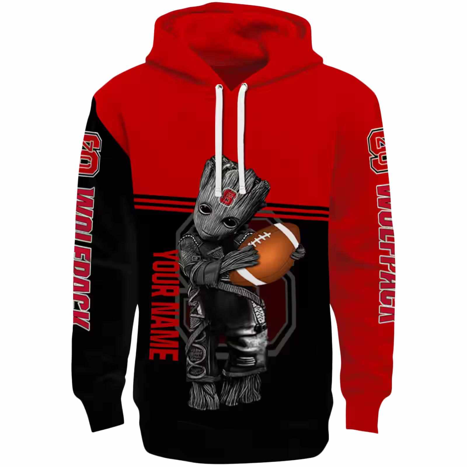 Custom NC State Wolfpack Baby Groot Red Black Hoodie