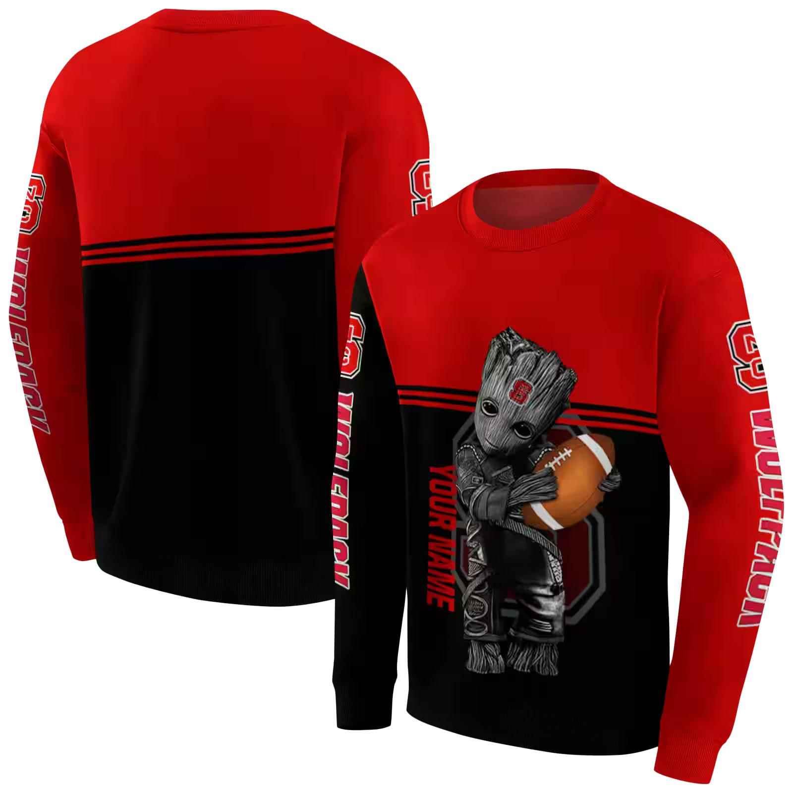 custom nc state wolfpack baby groot red black hoodie premium grade